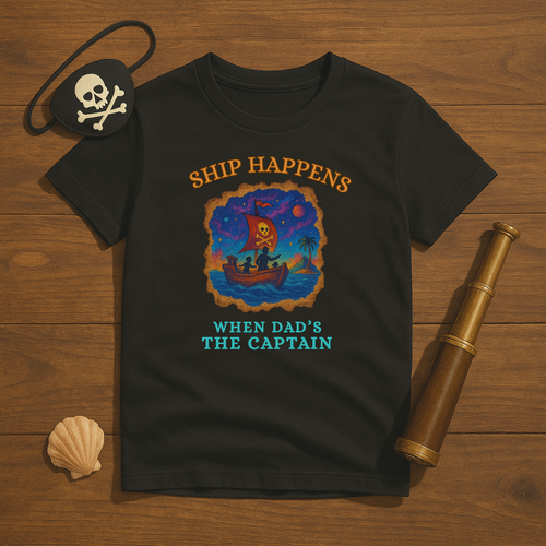 Ship Happens When Dad’s The Captain- Unisex “Big Kid” (Adult) Softstyle T-Shirt