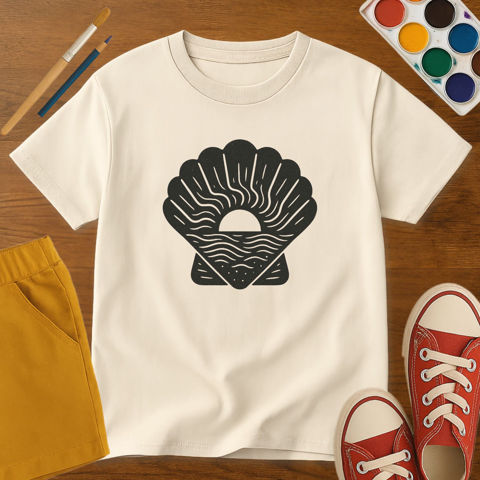 Abstract Scallop Seashell- Toddler Short Sleeve T-Shirt