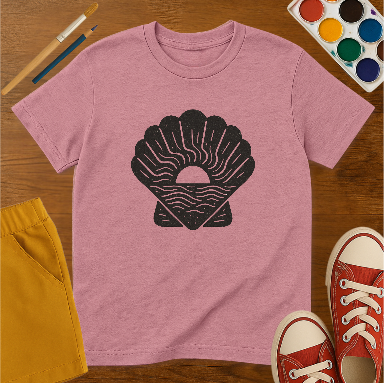 Abstract Scallop Seashell- Toddler Short Sleeve T-Shirt
