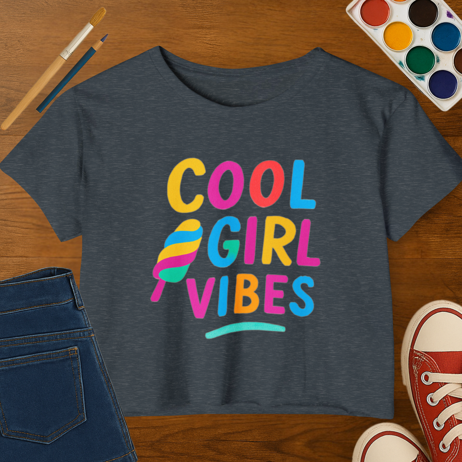COOL GIRL VIBES Pop Art-  Adult size Crop Top