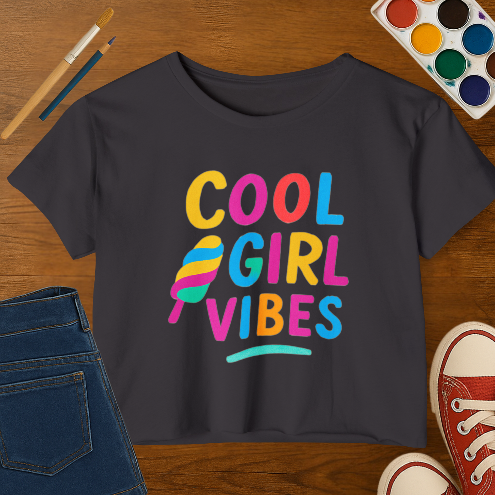 COOL GIRL VIBES Pop Art-  Adult size Crop Top