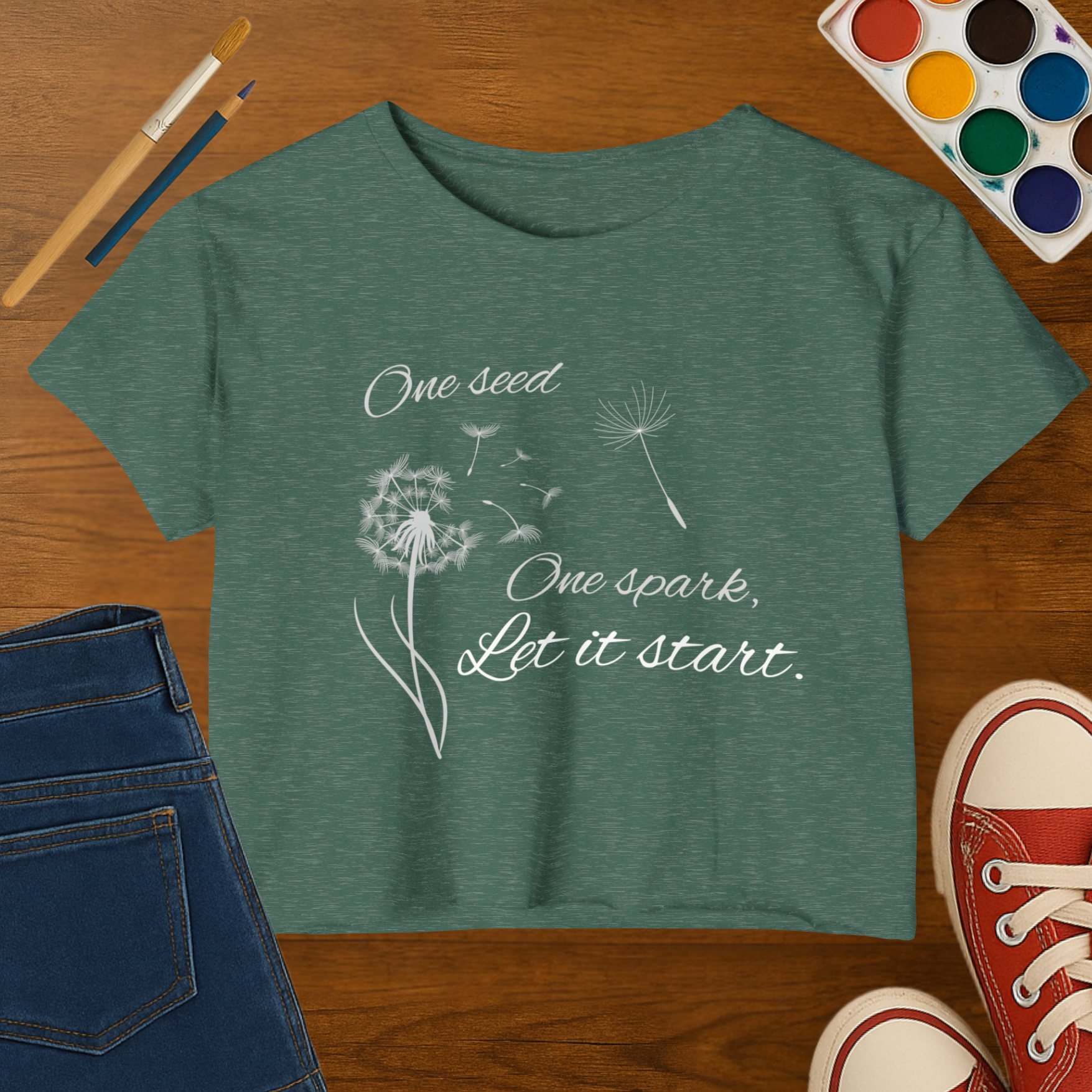 One Seed. One Spark, Let it start-  Adult size Crop Top