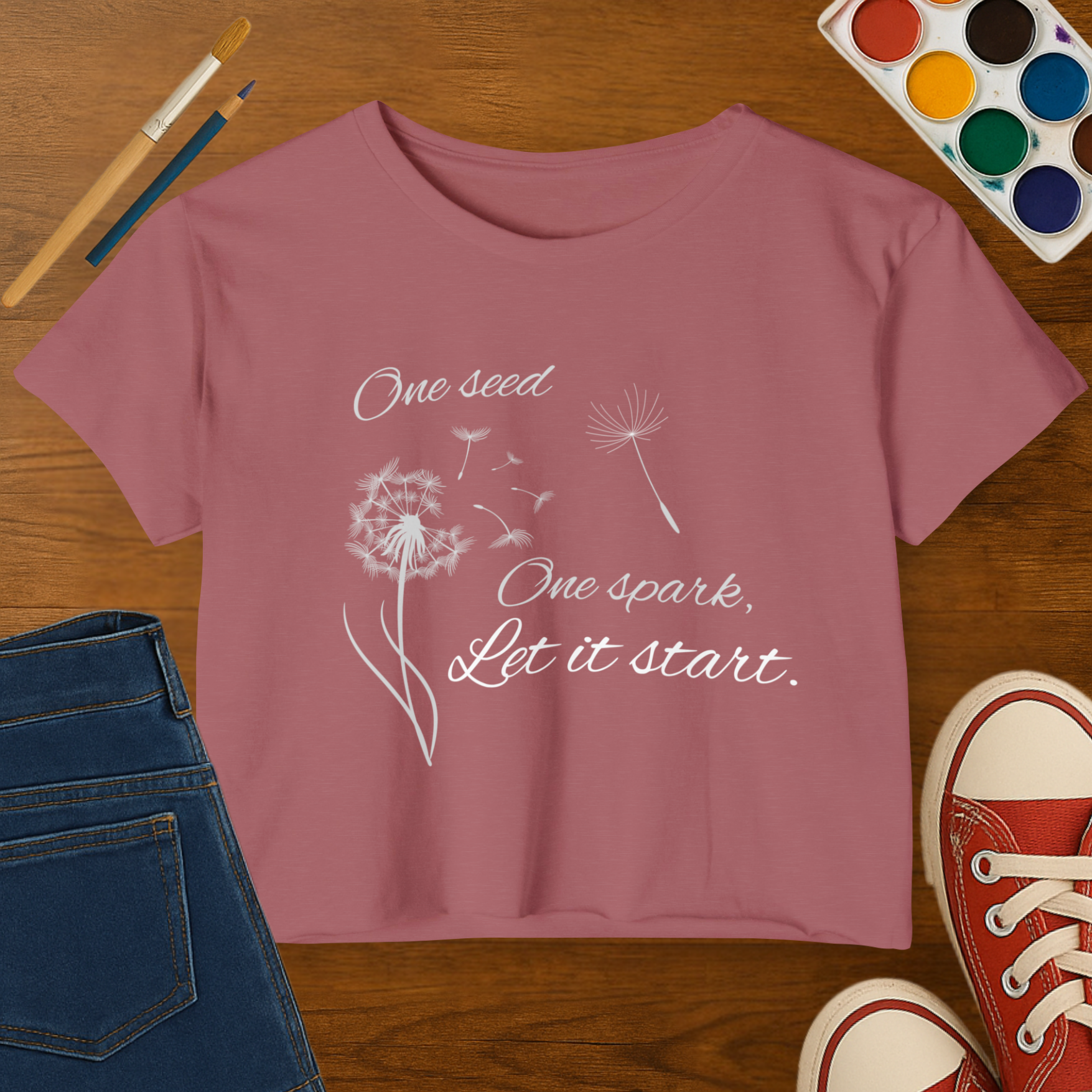 One Seed. One Spark, Let it start-  Adult size Crop Top