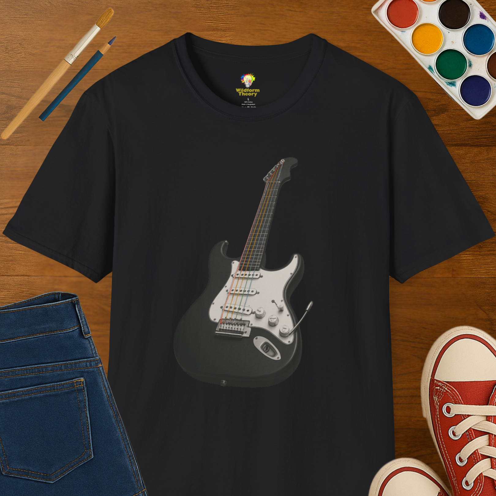 Rainbow Strings, Black Soul- Adult Softstyle T-Shirt