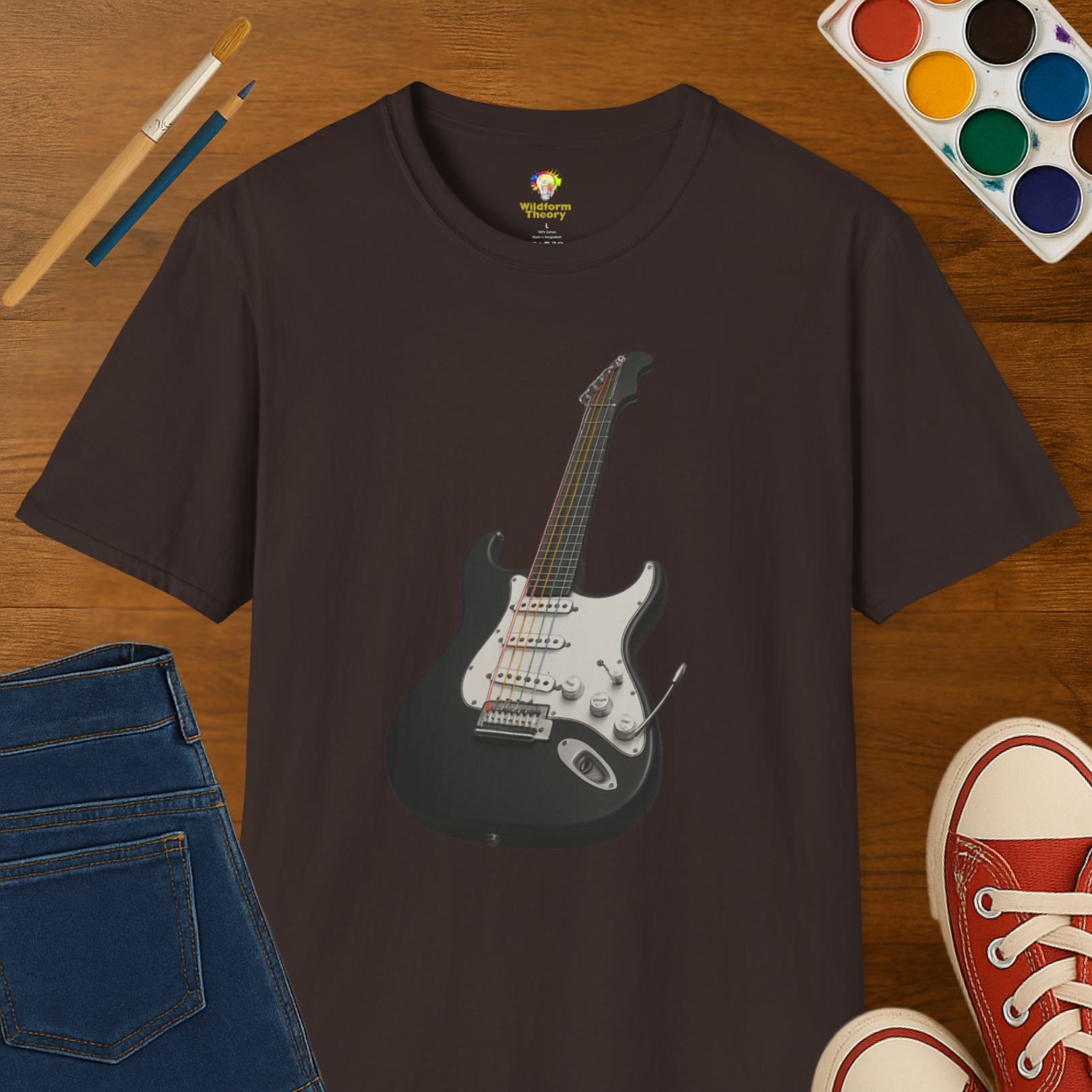Rainbow Strings, Black Soul- Adult Softstyle T-Shirt