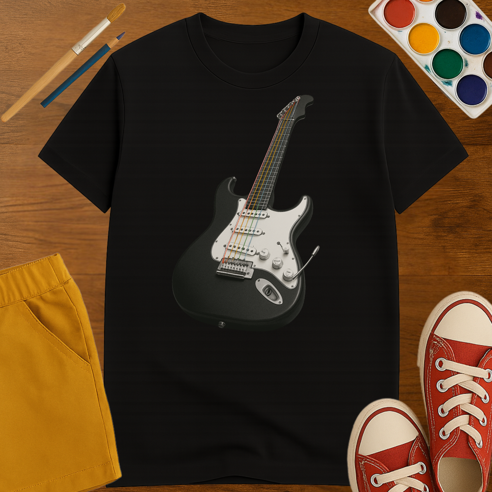 Rainbow Strings, Black Soul - Toddler Short Sleeve T-Shirt