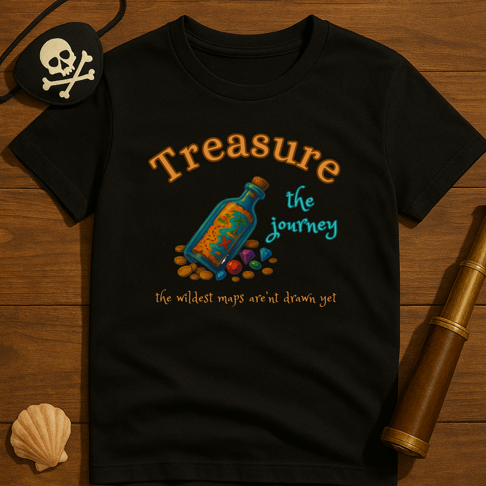 Treasure the Journey, Map in a Bottle- Adult Softstyle T-Shirt