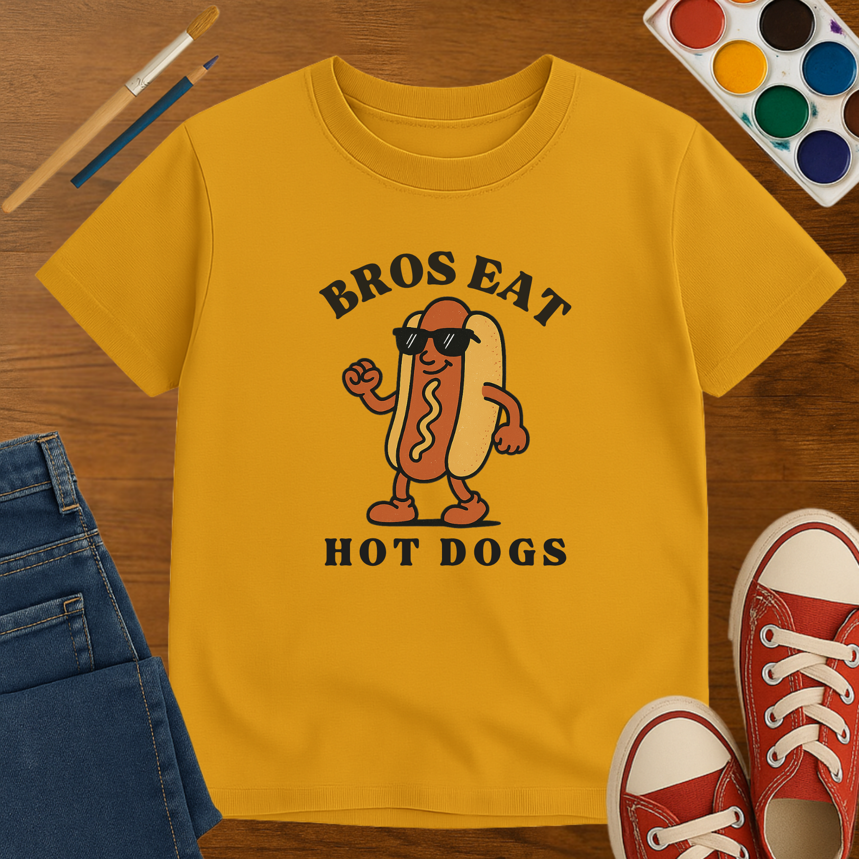Bros Eat Hot Dogs- Toddler Short Sleeve T-Shirt