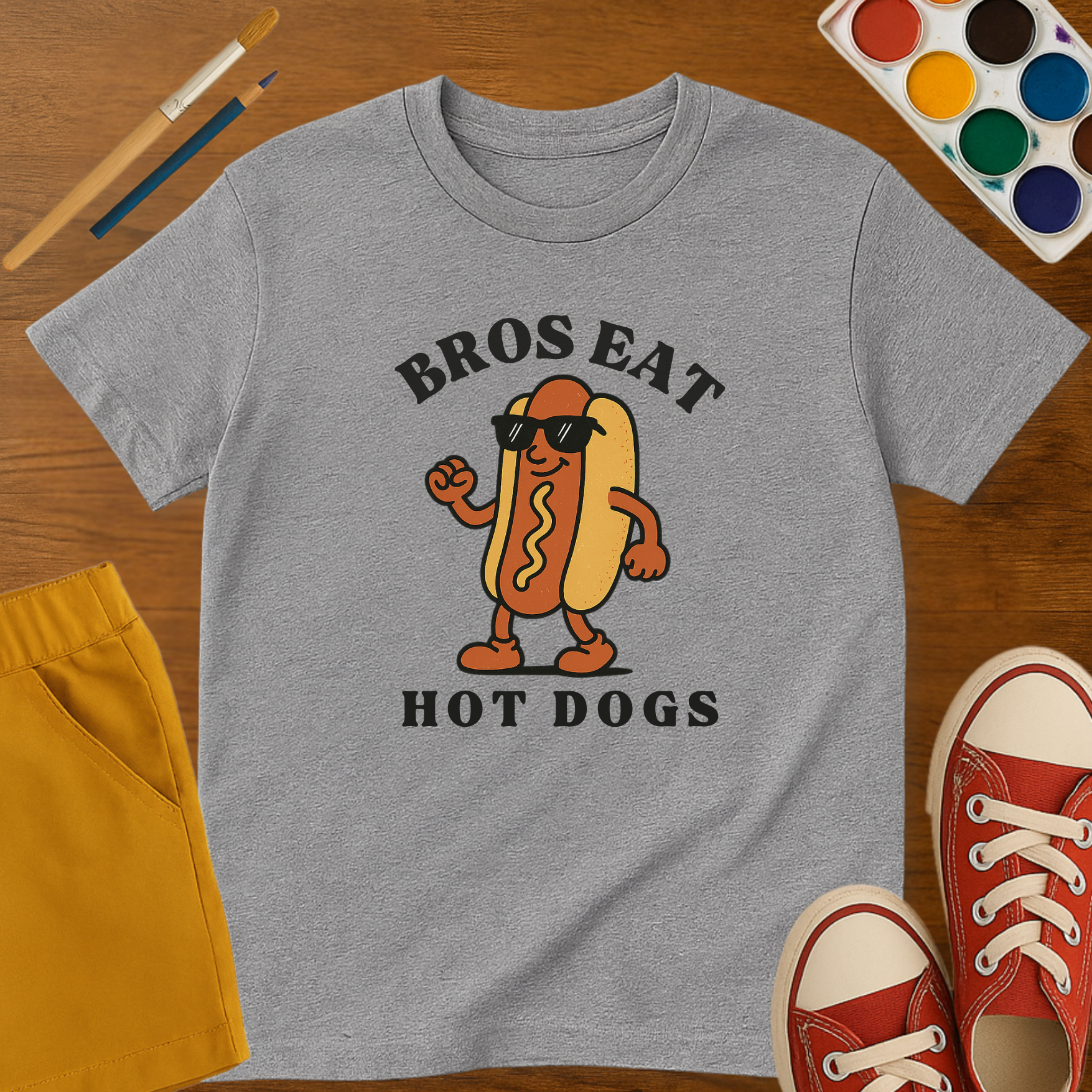 Bros Eat Hot Dogs- Toddler Short Sleeve T-Shirt