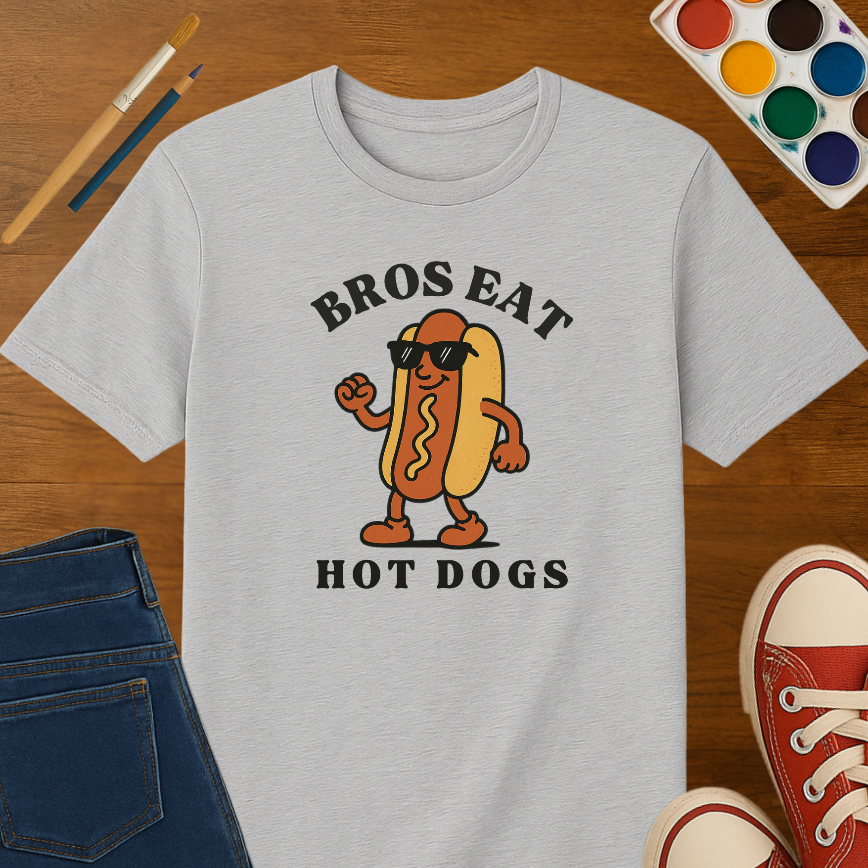 Bros Eat Hot Dogs- Adult Softstyle T-Shirt