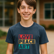 Love Peace Art Youth Color Block Graphic Tee