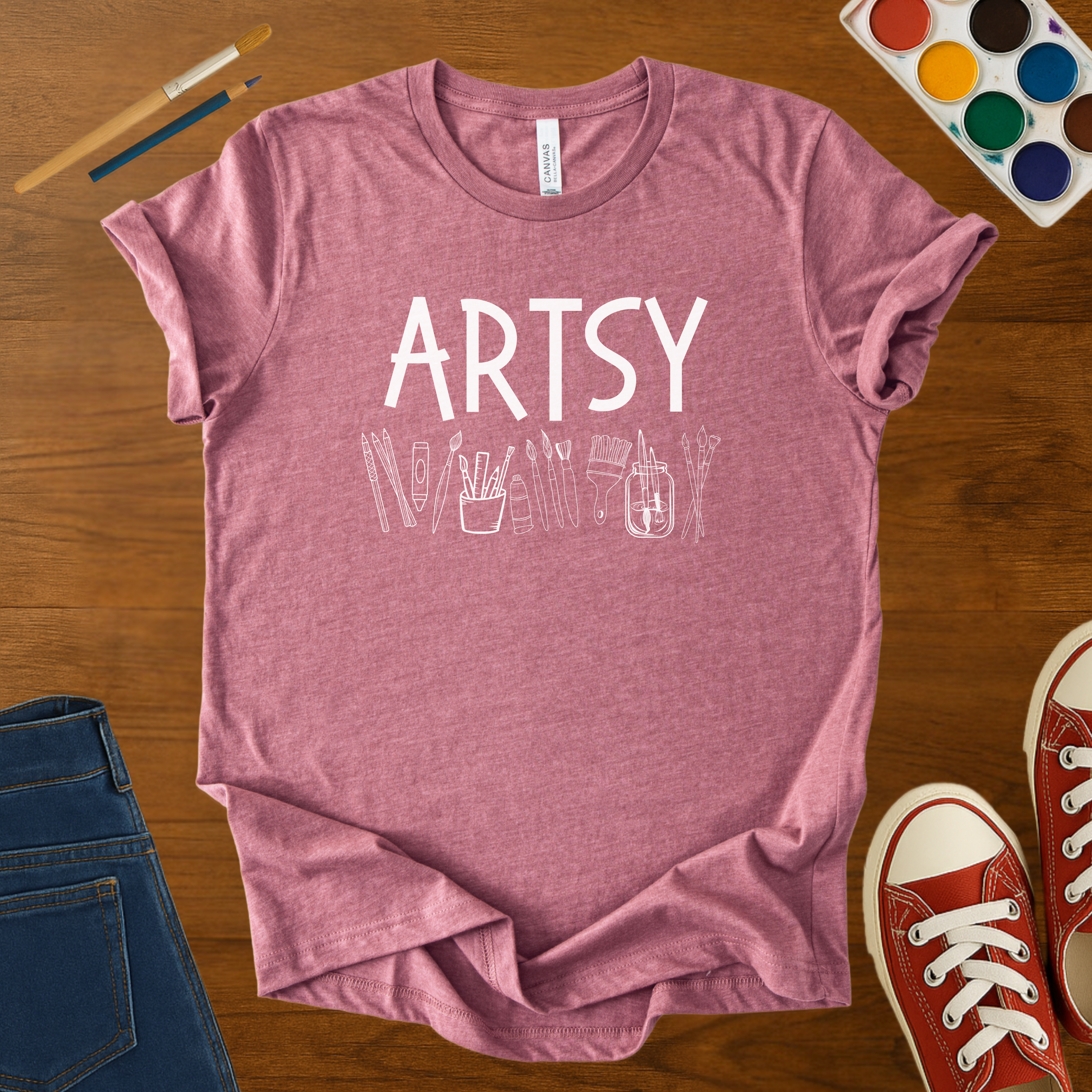 Artsy Tools Youth Short Sleeve T-Shirt – Creative Line Art Supplies Graphic Tee