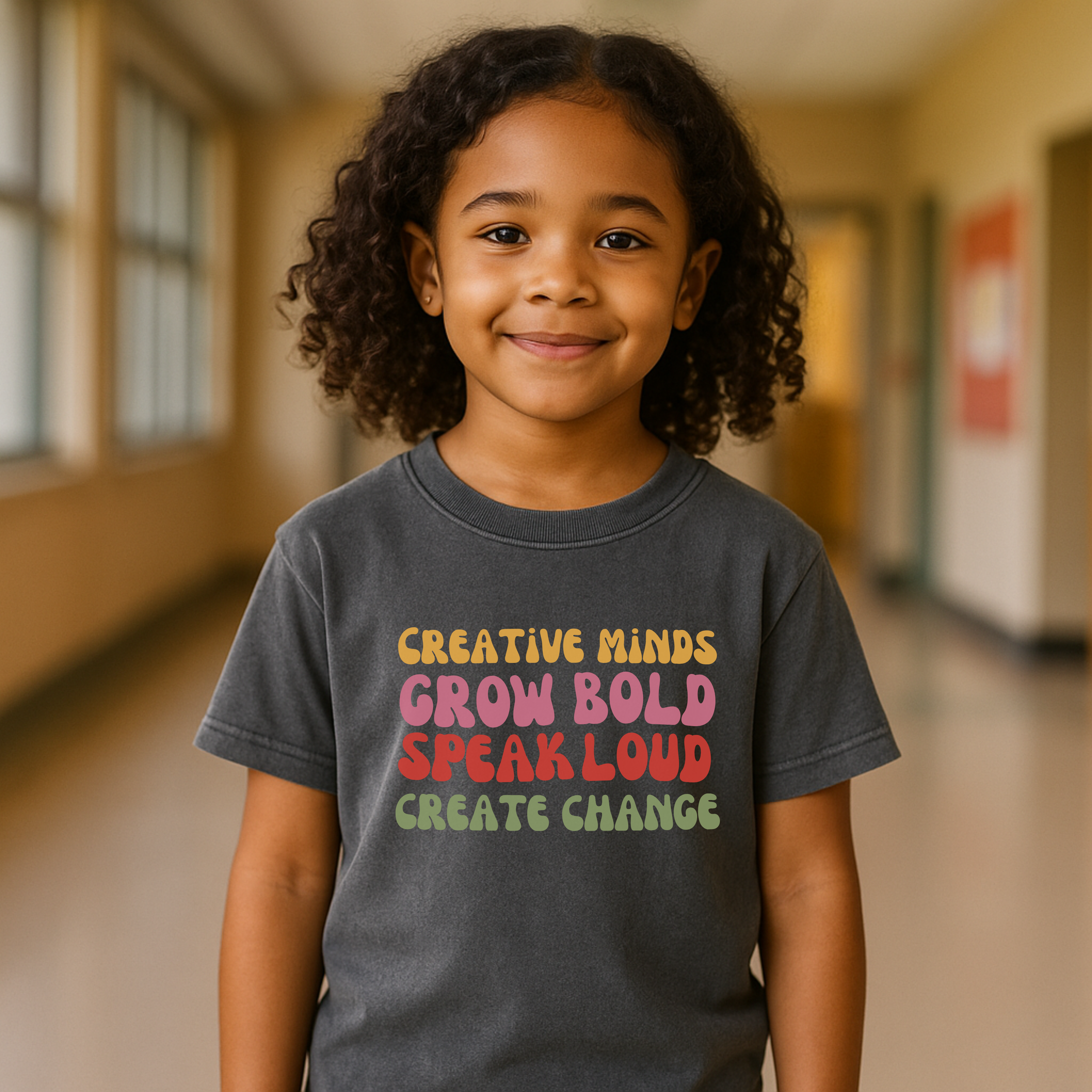 Creative Minds Kids T-Shirt – Grow Bold, Speak Loud, Create Change Graphic Tee