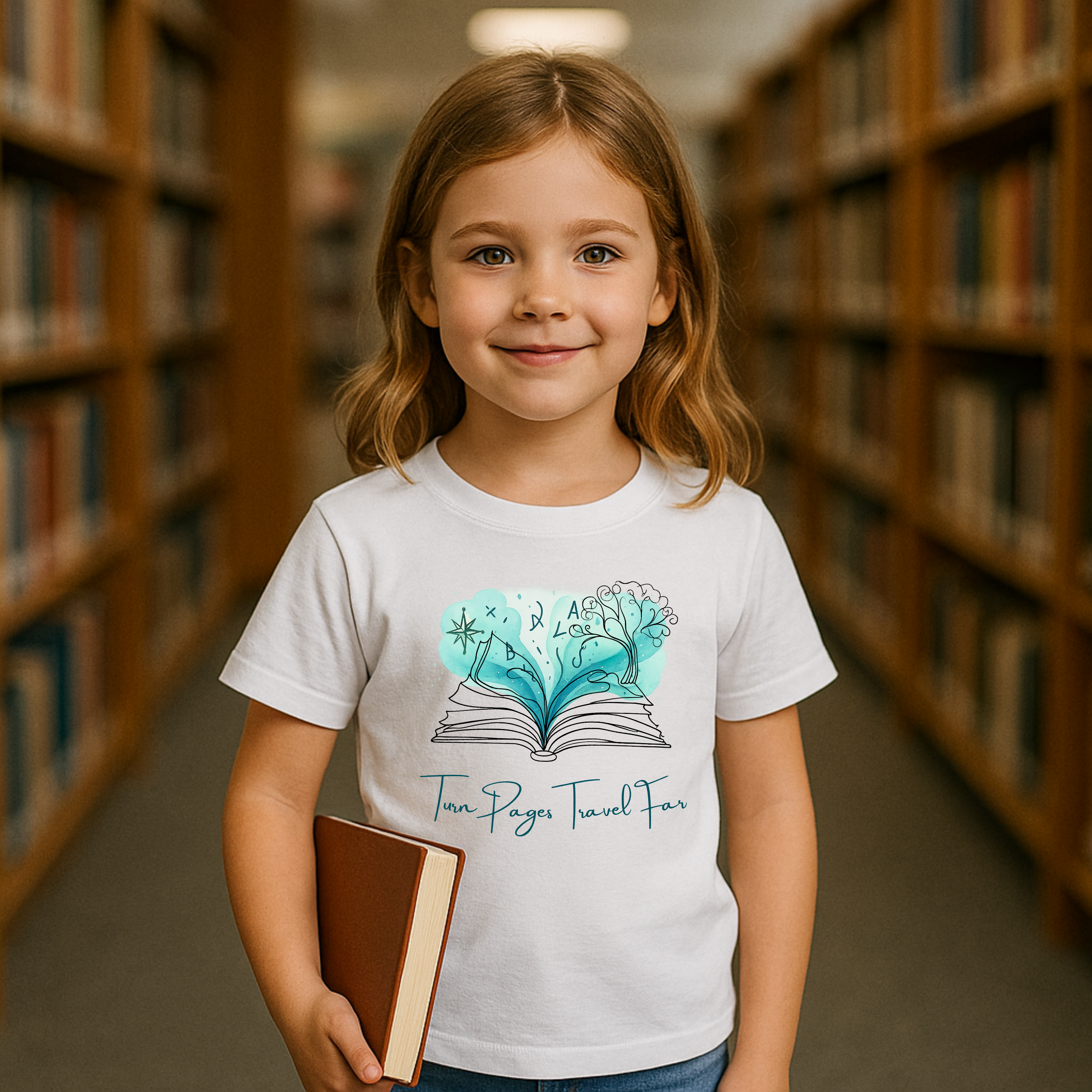 Turn Pages Travel Far T-Shirt – Book Lover Graphic Tee