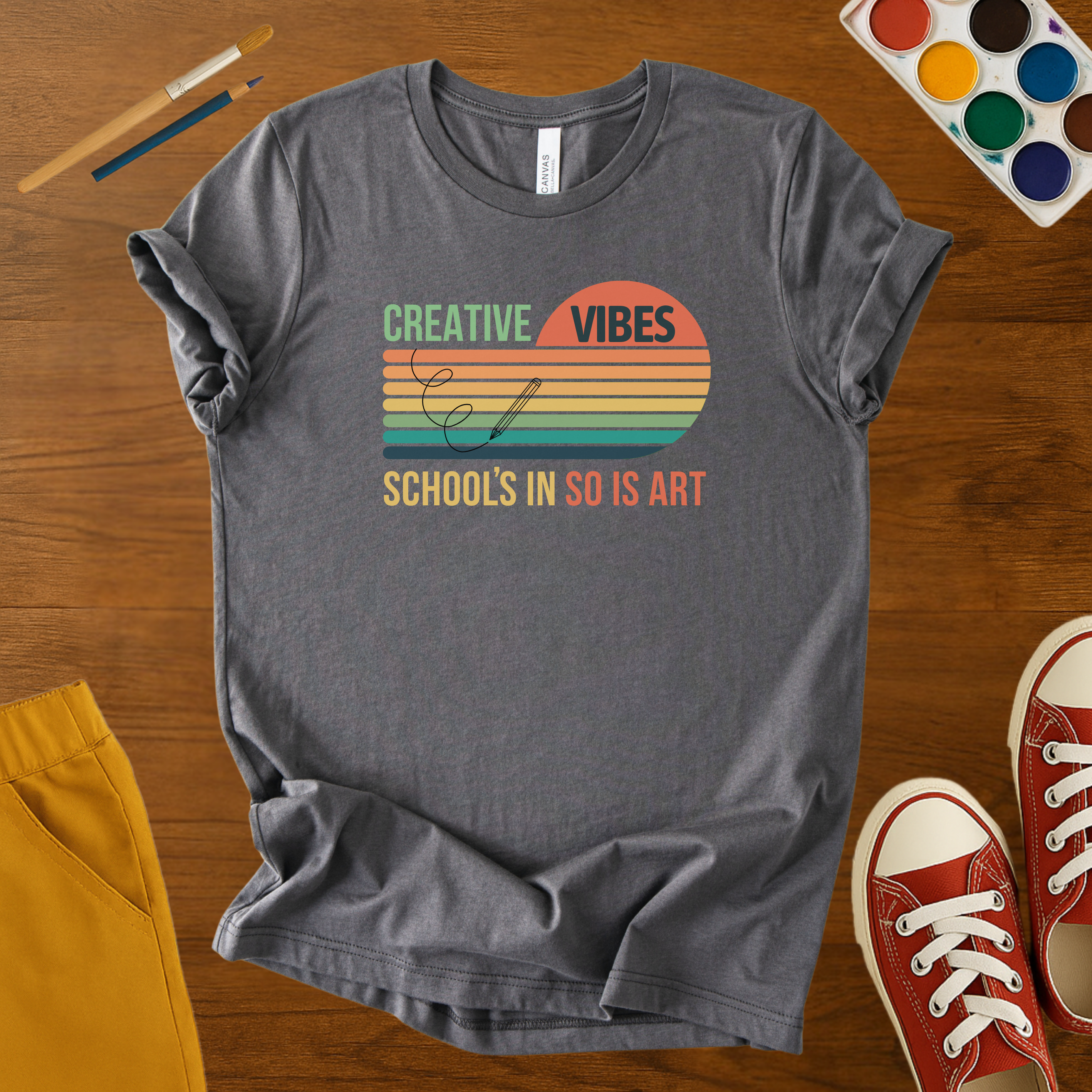 Creative Vibes Back to School T-Shirt – Retro Art Shirt for Kids