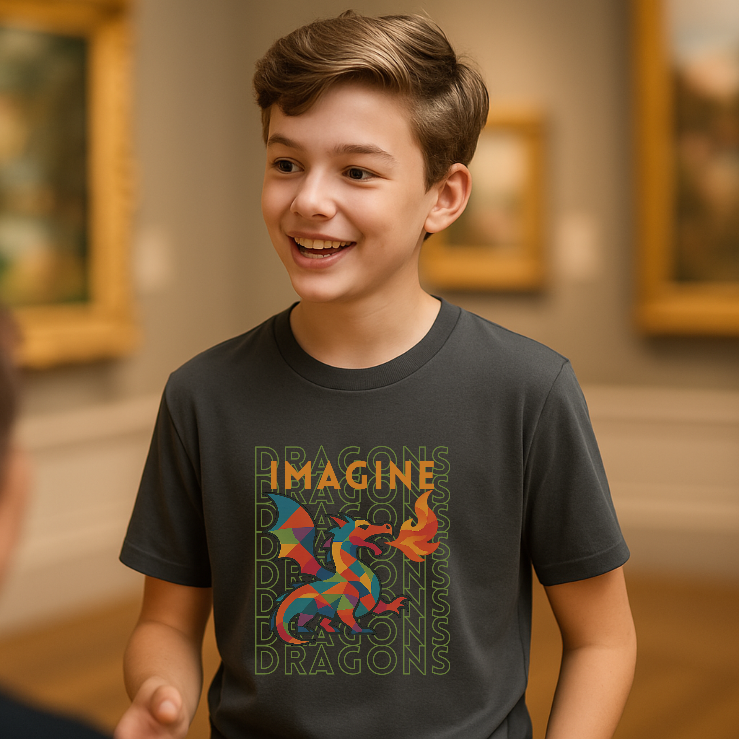 Colorful Abstract Dragon Kids T-Shirt – Fantasy Fire-Breathing Art Tee