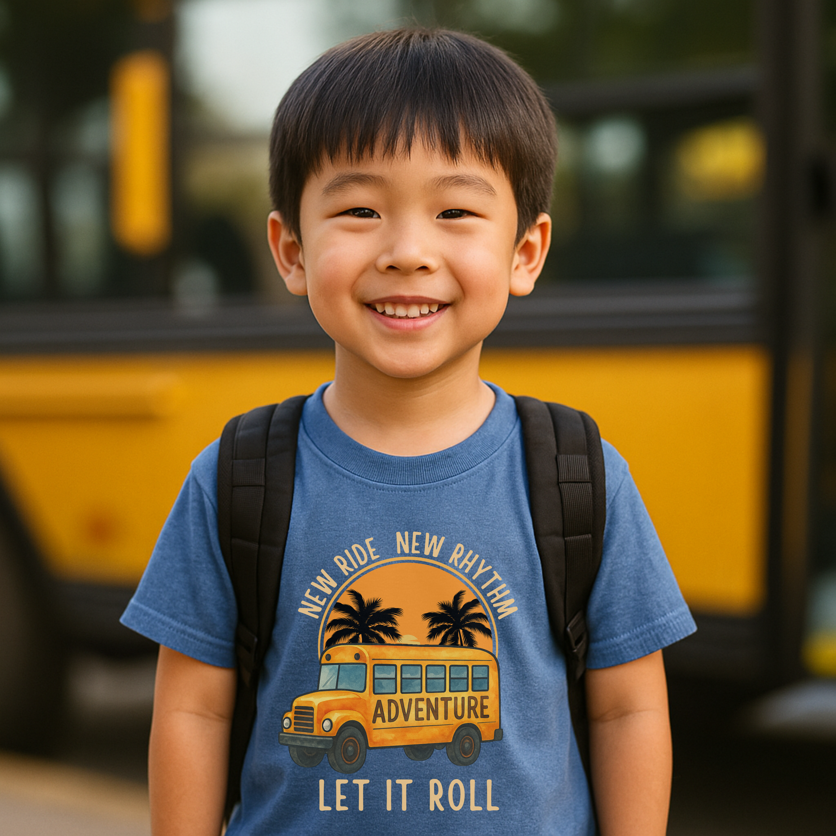 New Ride New Rhythm Kids Adventure Bus T-Shirt – Back to School Graphic Tee
