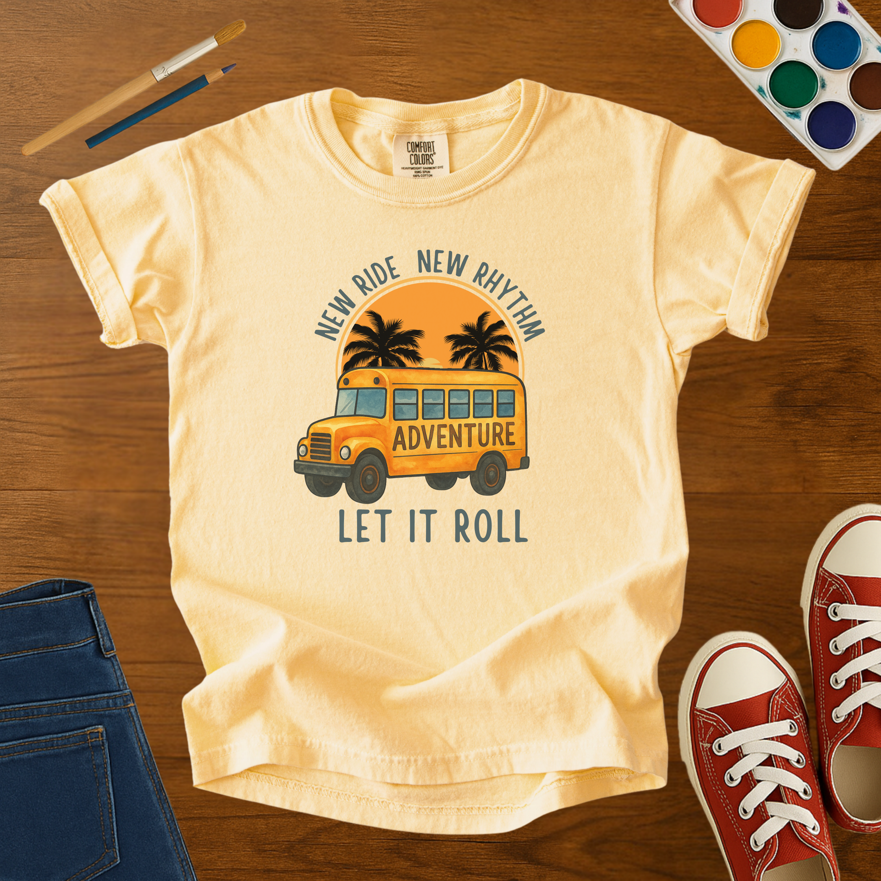 New Ride New Rhythm Kids Adventure Bus T-Shirt – Back to School Graphic Tee
