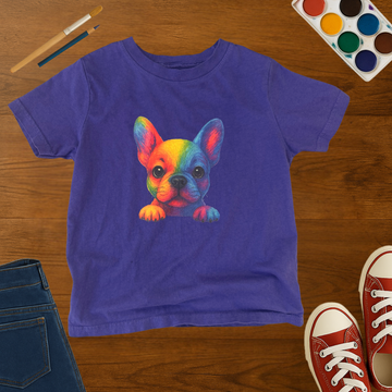 Rainbow Peek French Bulldog Toddler Graphic T-Shirt