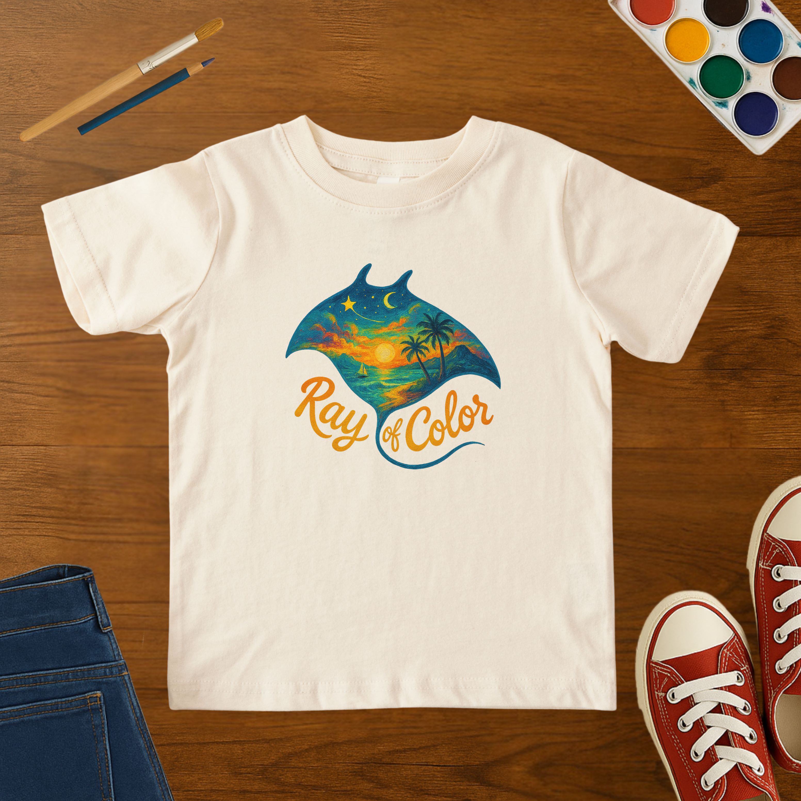 Ray of Color Toddler T-Shirt | Manta Ray Ocean Sunset Graphic Tee