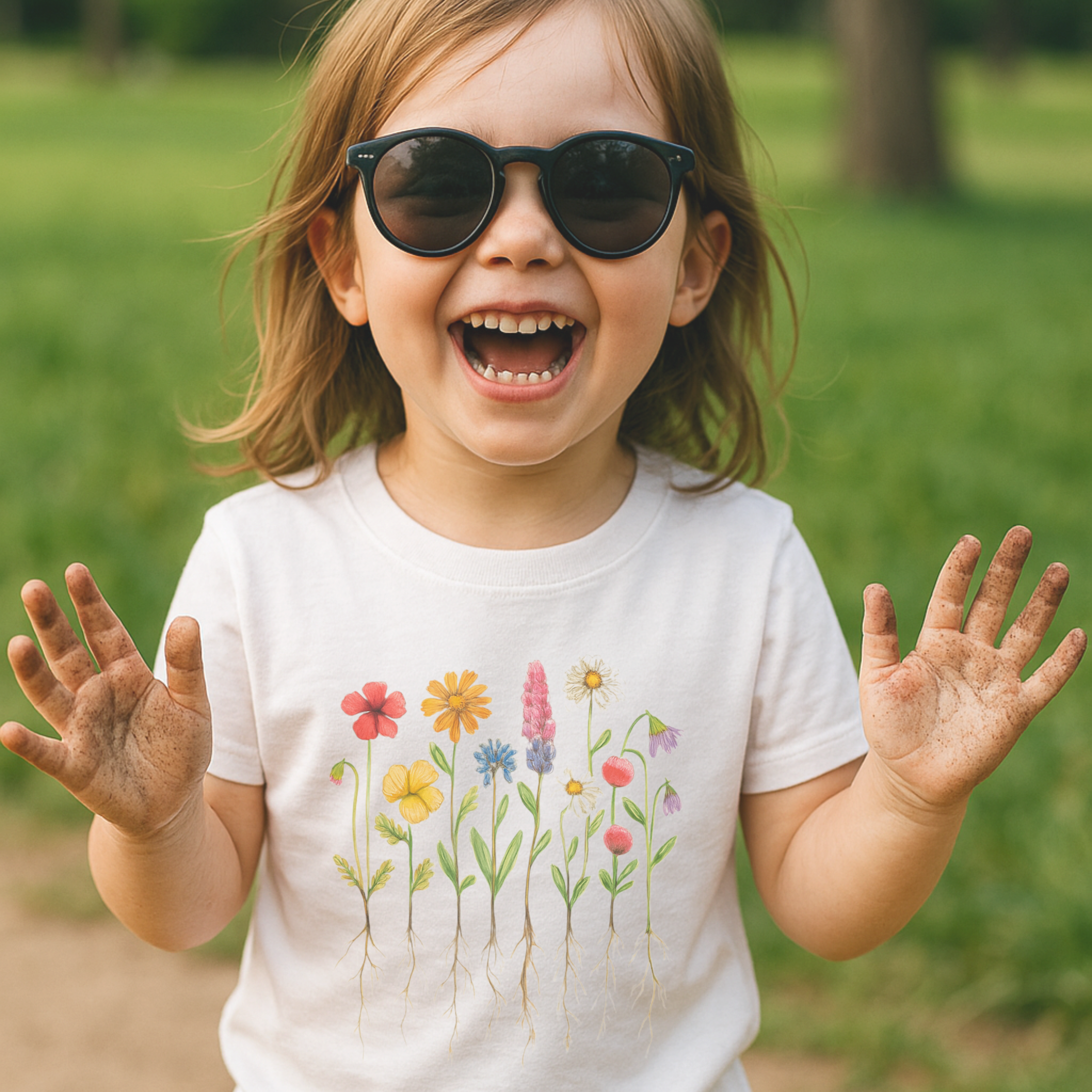 Wildflower Roots Tee – Toddler Botanical Graphic Tee | Nature Inspired Floral Design Toddler T-Shirt