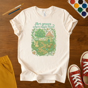 Art Grows Where Magic Flows Cottagecore Youth T-Shirt – Whimsical Nature & Creativity Kids Tee