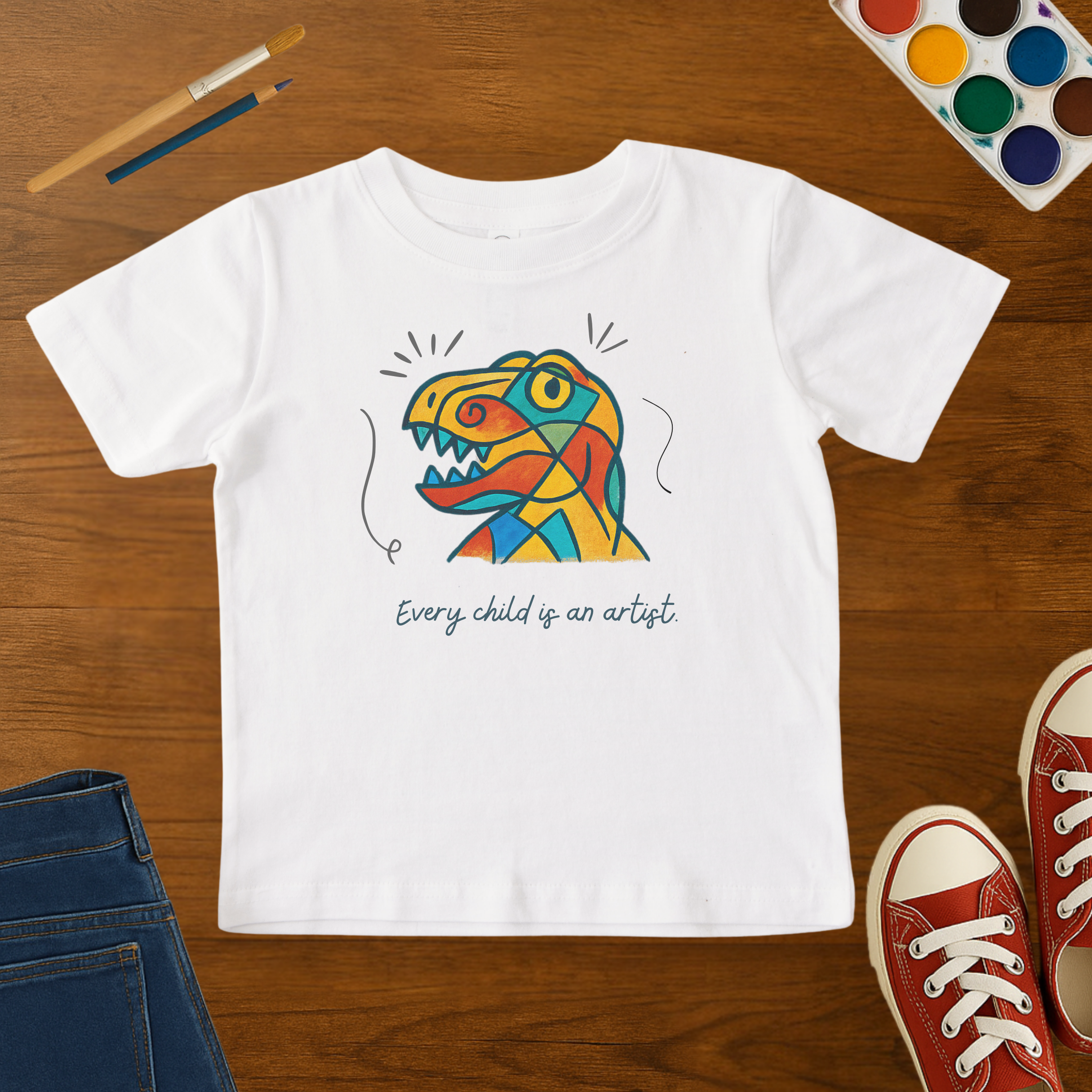 Cubist Dinosaur Toddler T-Shirt – Every Child Is an Artist  Toddler Tee