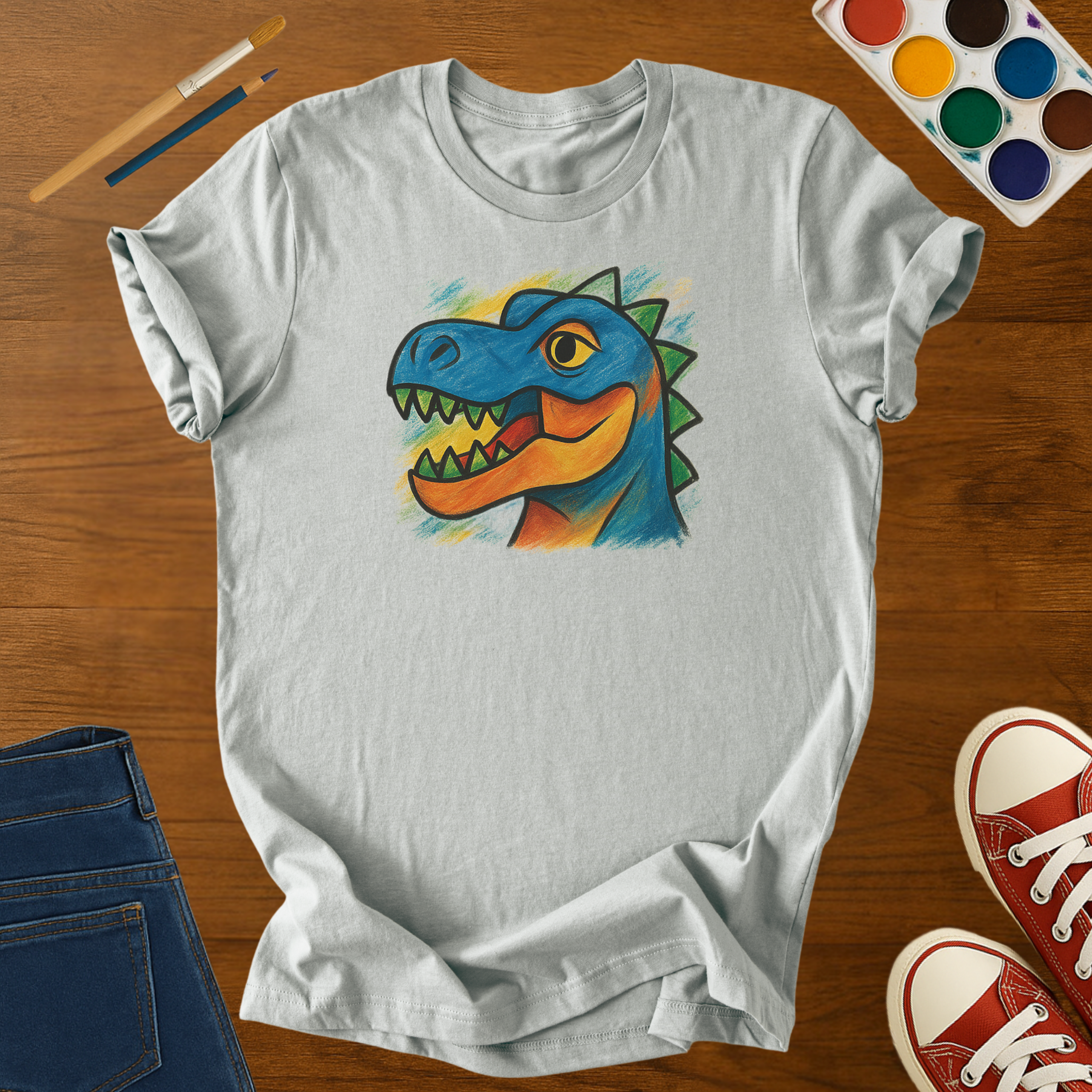 The Original Dino Youth Art Tee – Colorful Dinosaur Kids Graphic T-Shirt