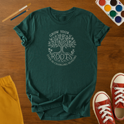 Grow Your Roots Adult T-Shirt – Inspirational Tree Graphic Tee
