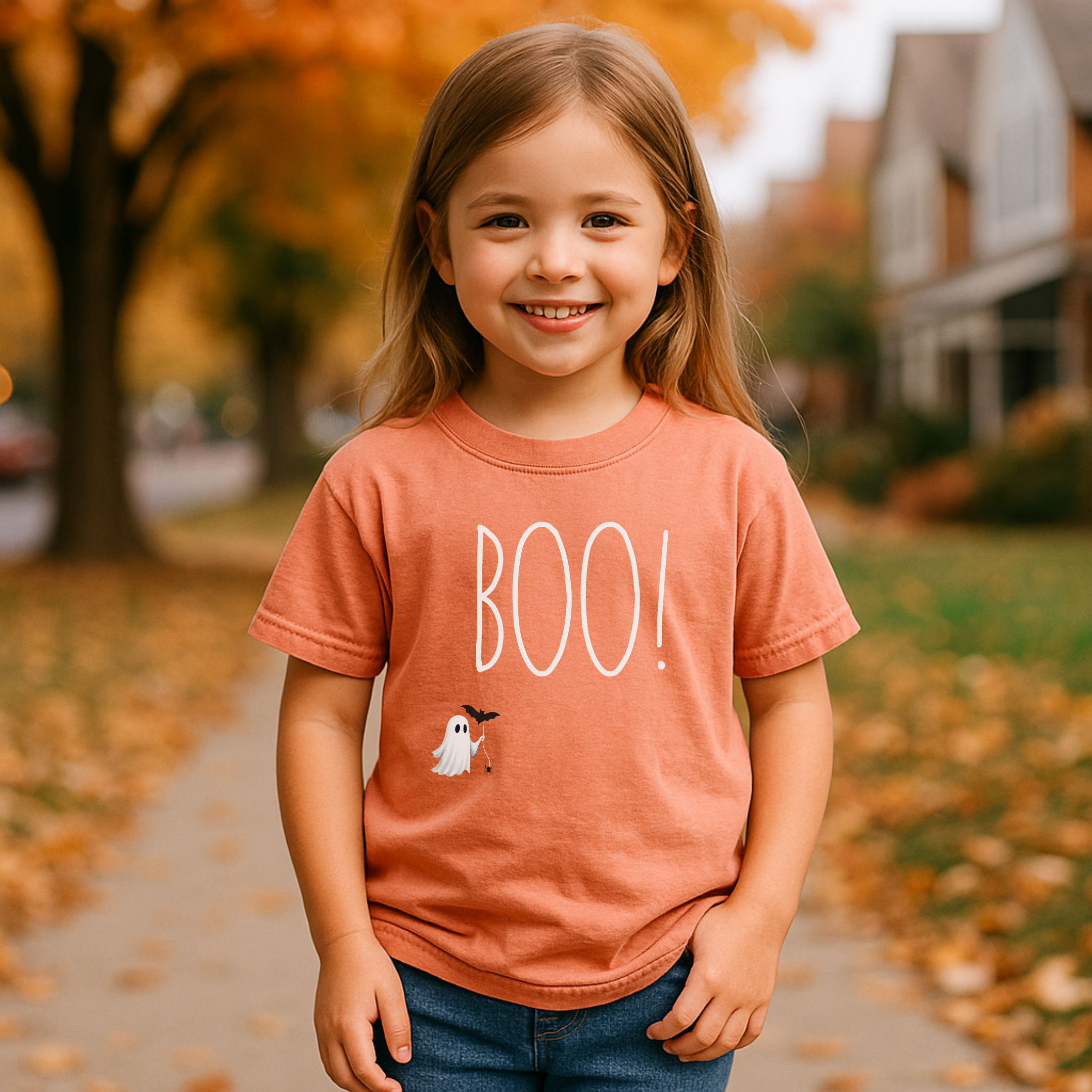 BOO! Ghost Halloween Youth T-Shirt – Cute Spooky Season Graphic Tee for Kids