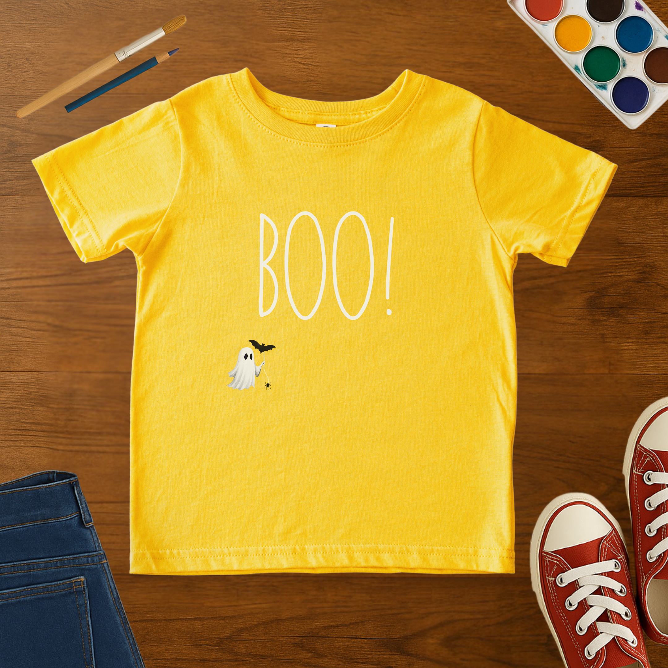 BOO! Ghost Halloween Toddler T-Shirt – Cute Spooky Season Graphic Tee