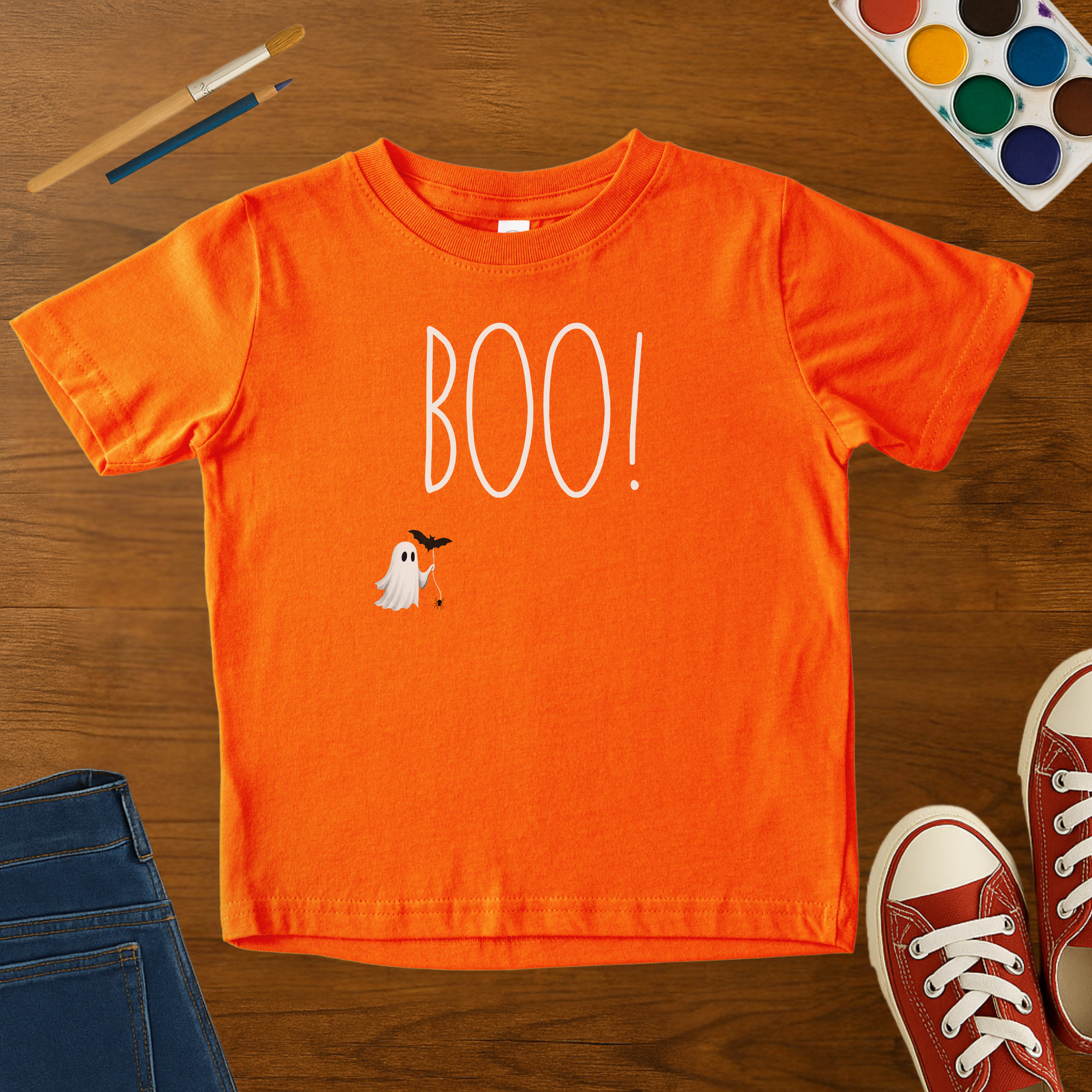 BOO! Ghost Halloween Toddler T-Shirt – Cute Spooky Season Graphic Tee