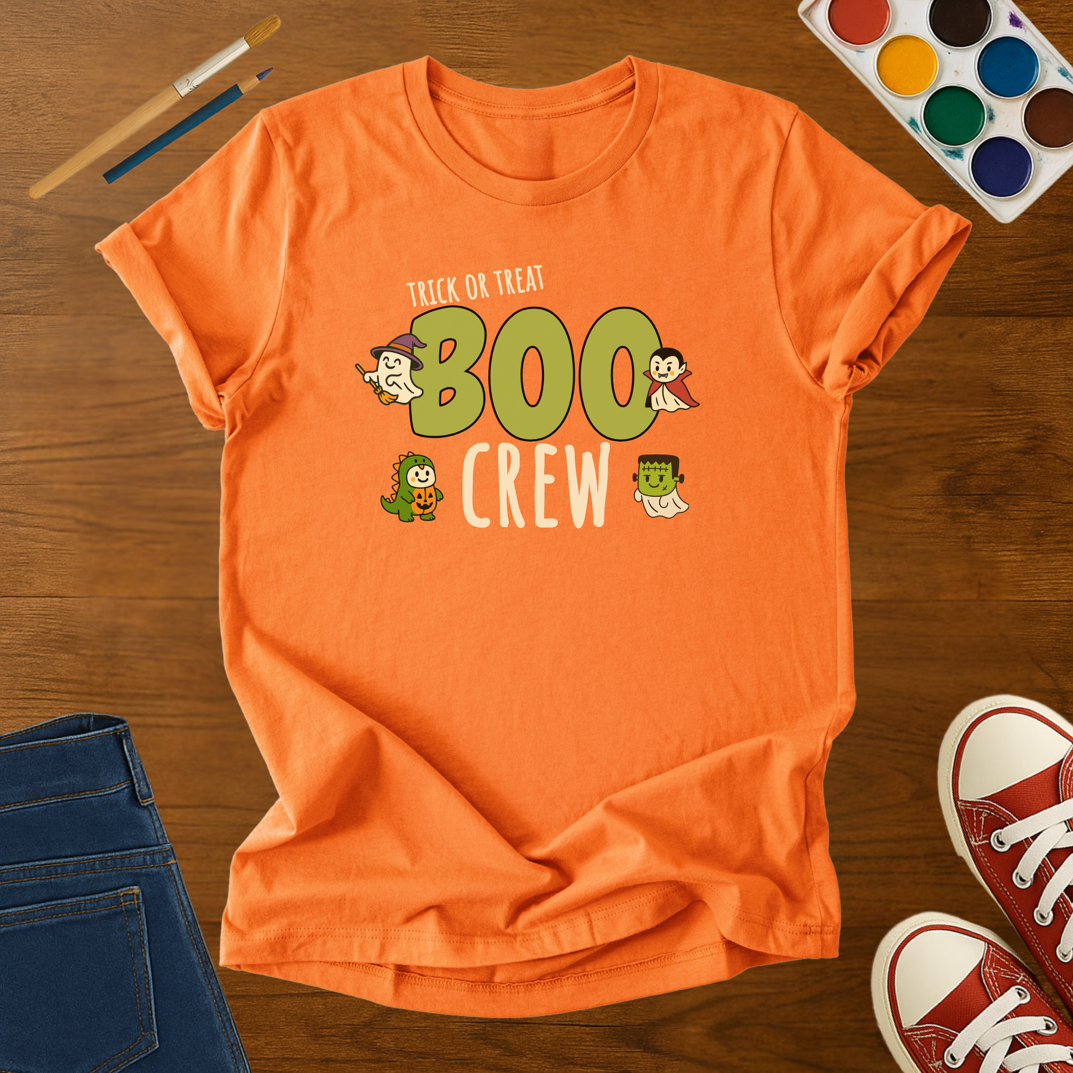 Adult Halloween Boo Crew T-Shirt – Cute Ghost Costume Characters Trick or Treat Tee