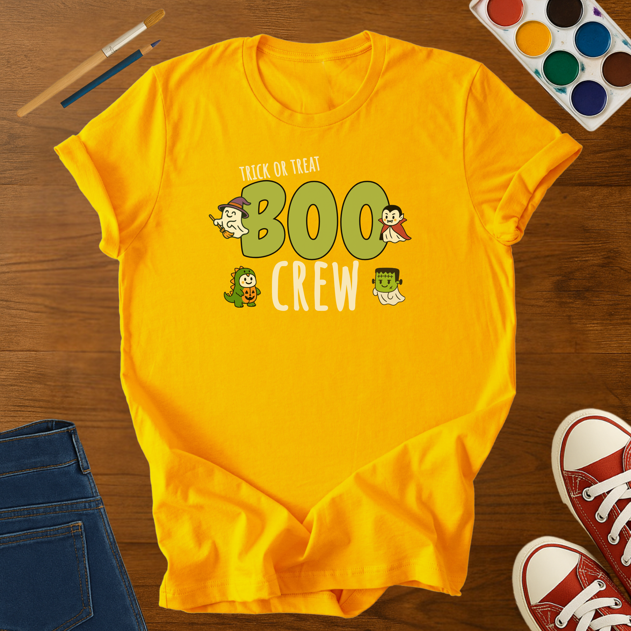Adult Halloween Boo Crew T-Shirt – Cute Ghost Costume Characters Trick or Treat Tee