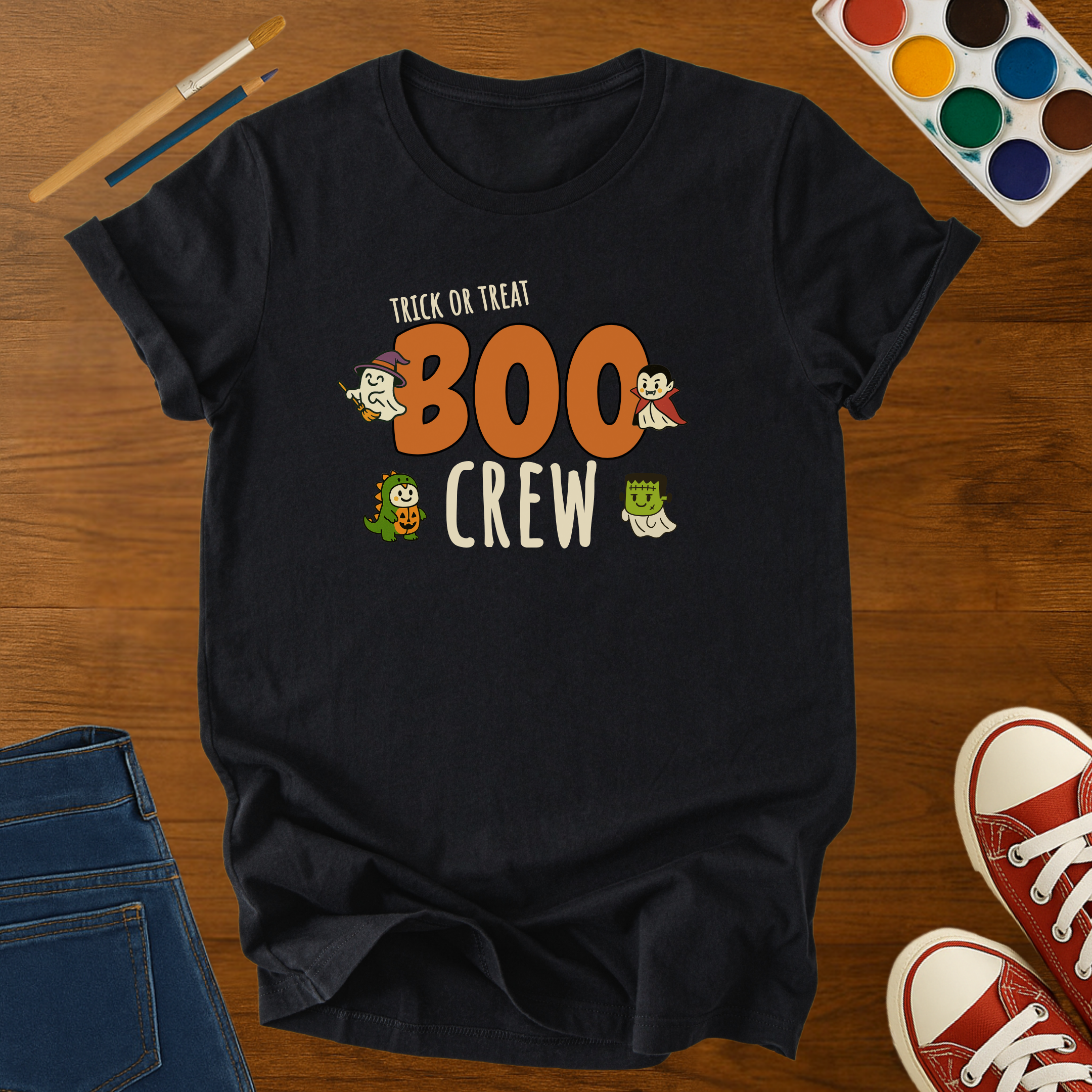 Kids Halloween Boo Crew T-Shirt – Cute Ghost Costume Characters Trick or Treat Youth Graphic Tee