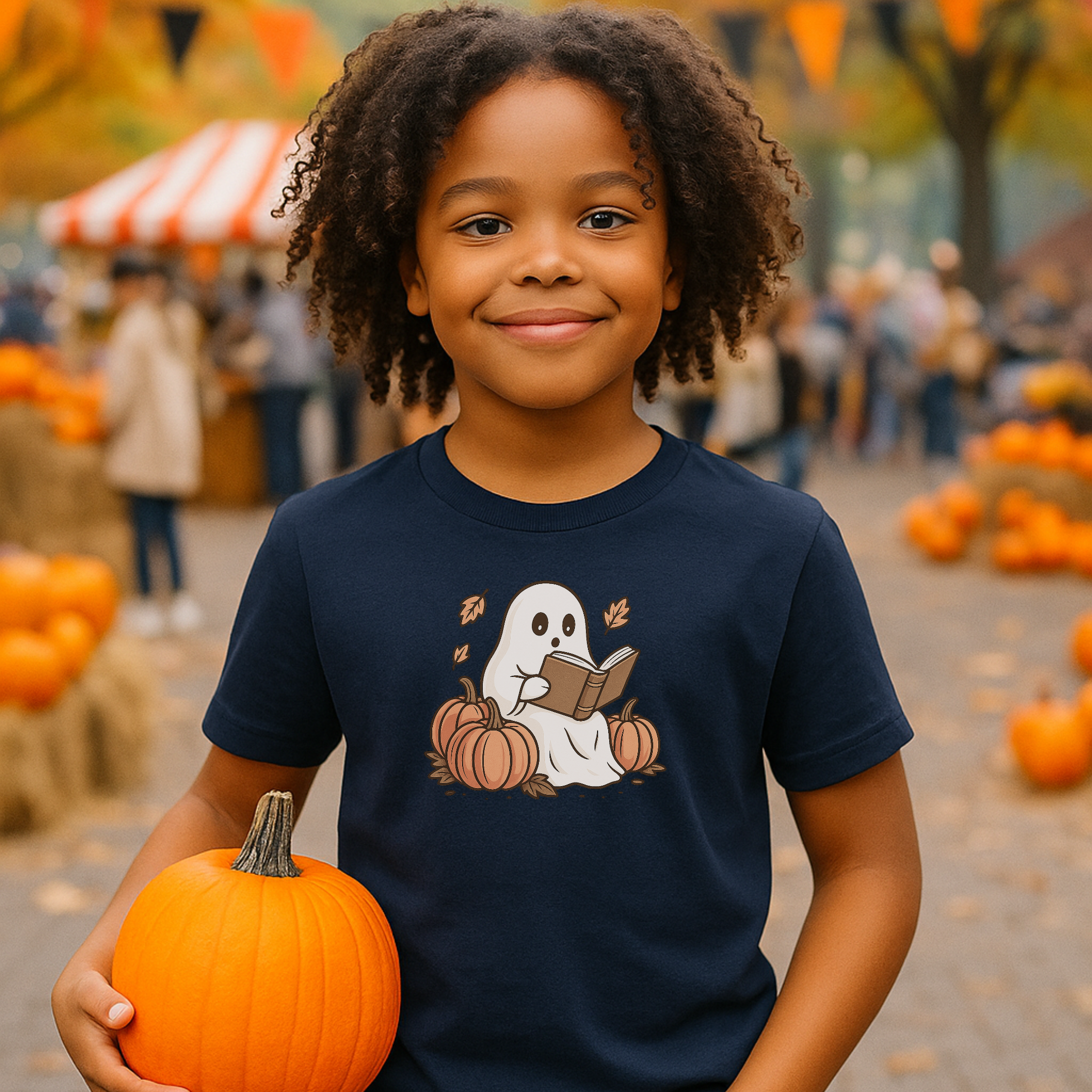 Kids Retro Ghost Reading T-Shirt – Unique Book Lovers Youth Graphic Tee