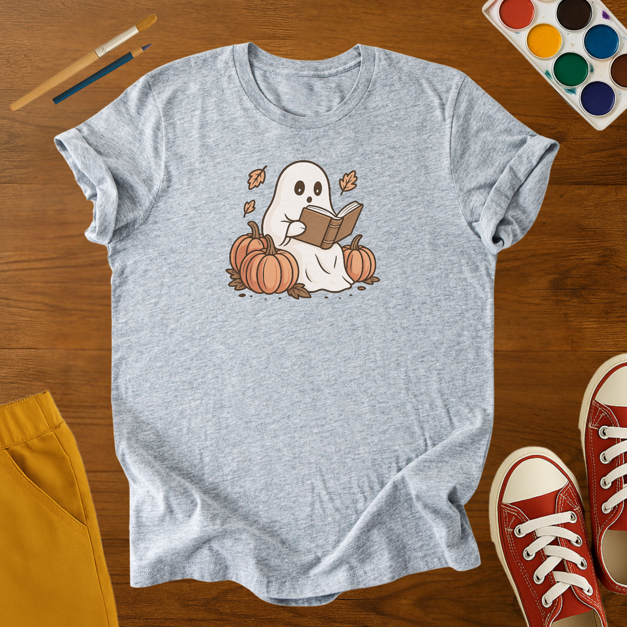 Kids Retro Ghost Reading T-Shirt – Unique Book Lovers Youth Graphic Tee