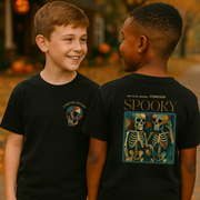 Forever Spooky Skeleton Halloween Youth T-Shirt – Cubist Art Graphic Tee for Kids