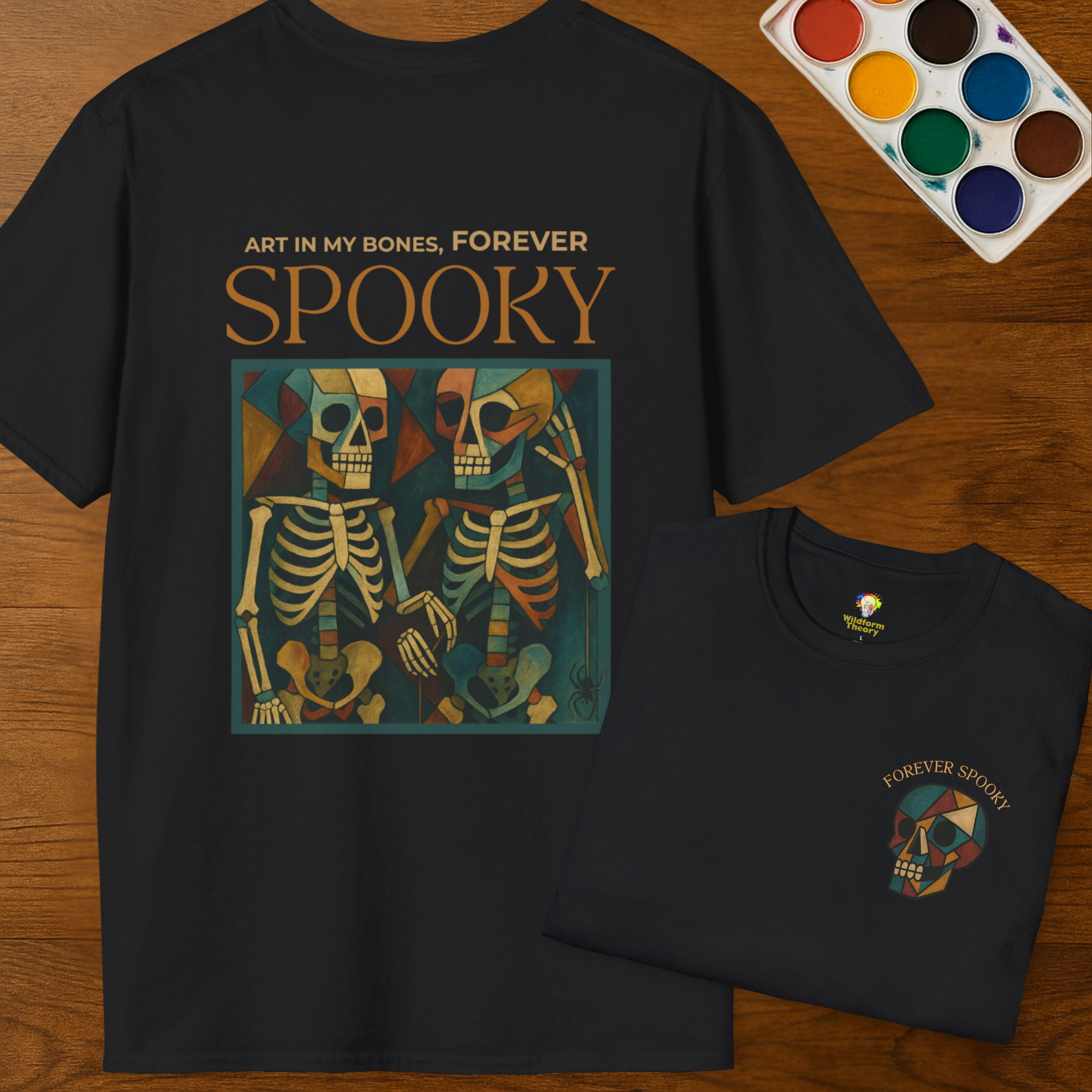 Forever Spooky Skeleton Halloween Adult T-Shirt – Cubist Art Graphic Tee