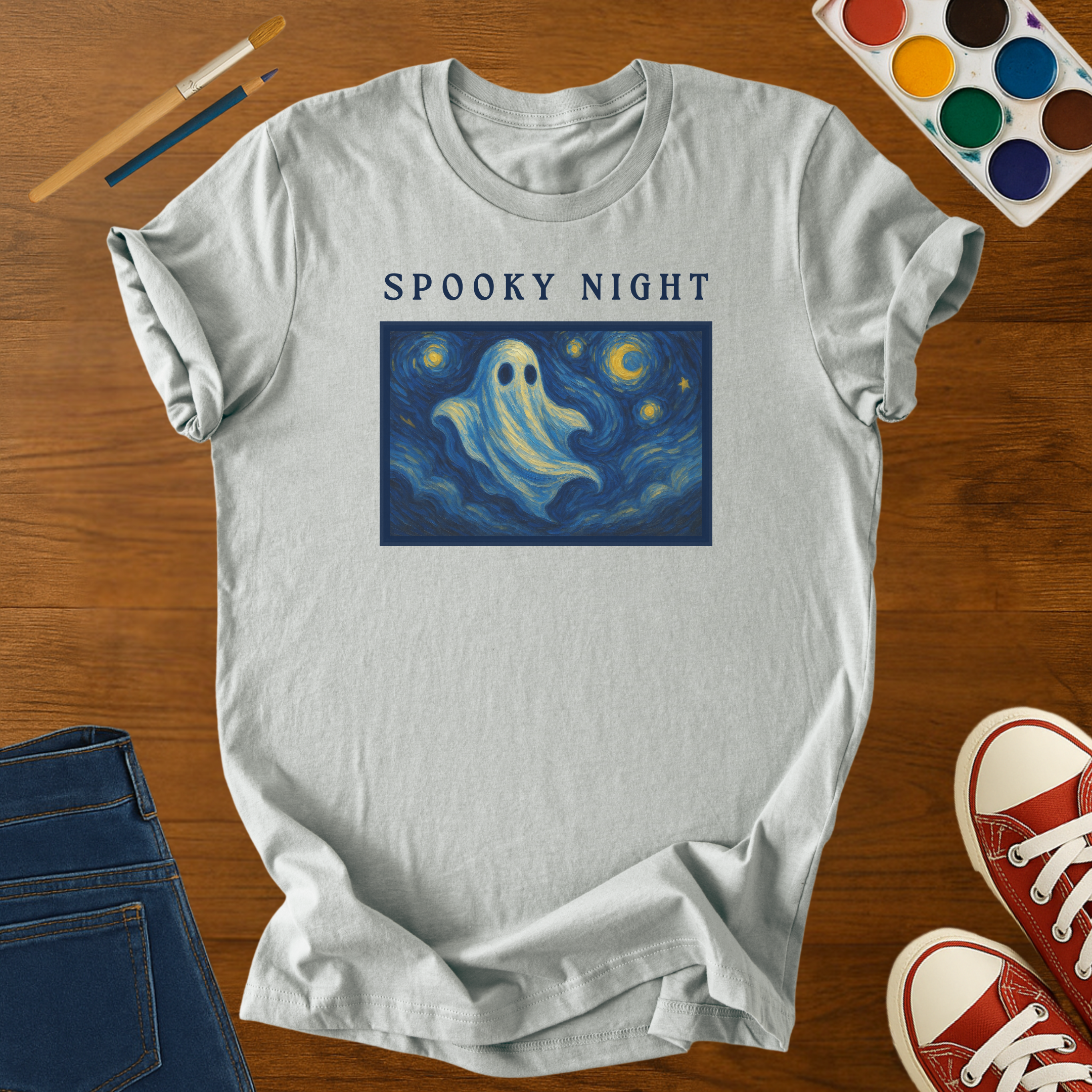 Spooky Night Ghost Halloween Adult T-Shirt