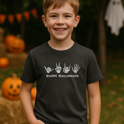 Happy Halloween Skeleton Hands Kids Graphic T-Shirt