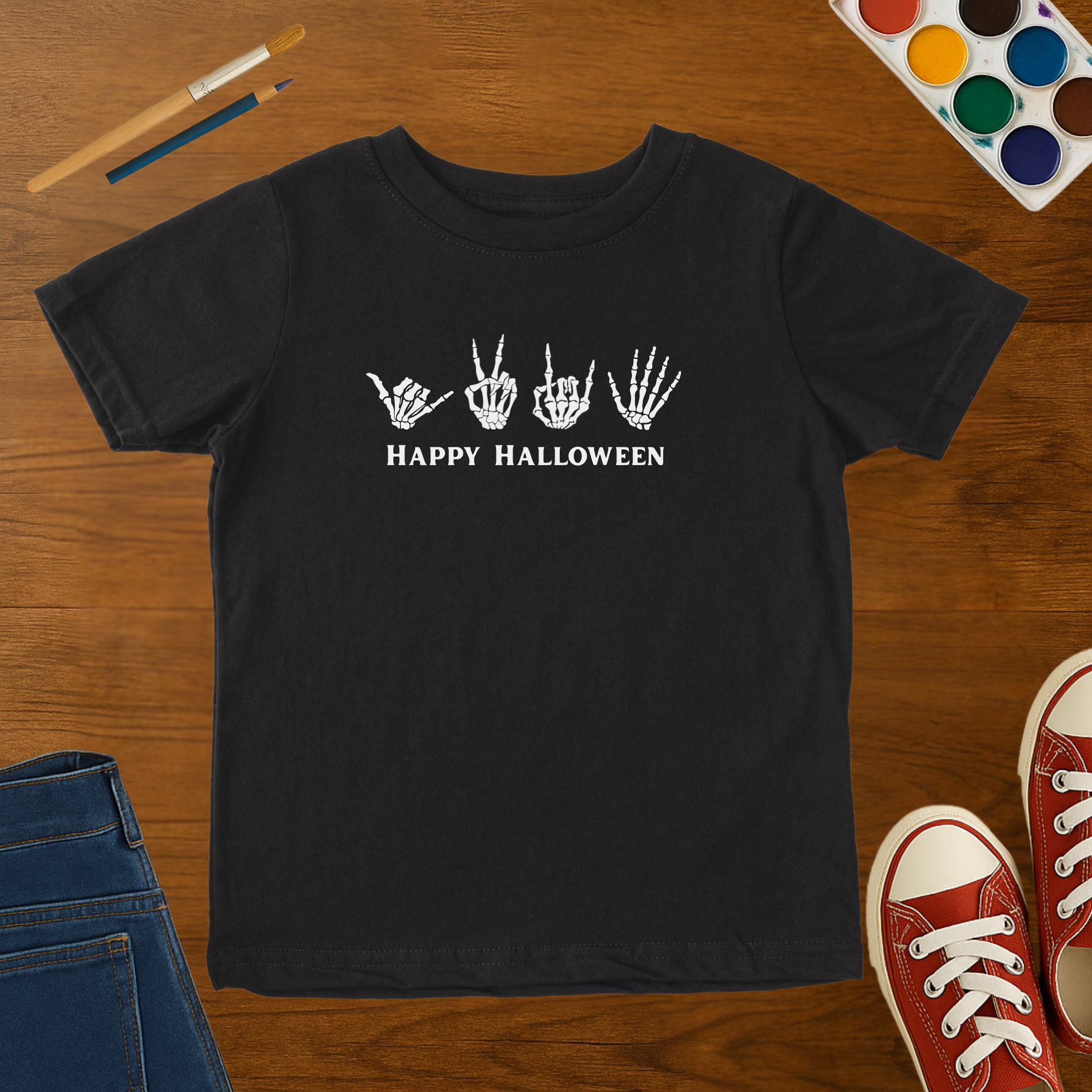 Happy Halloween Skeleton Hands Toddler Graphic T-Shirt