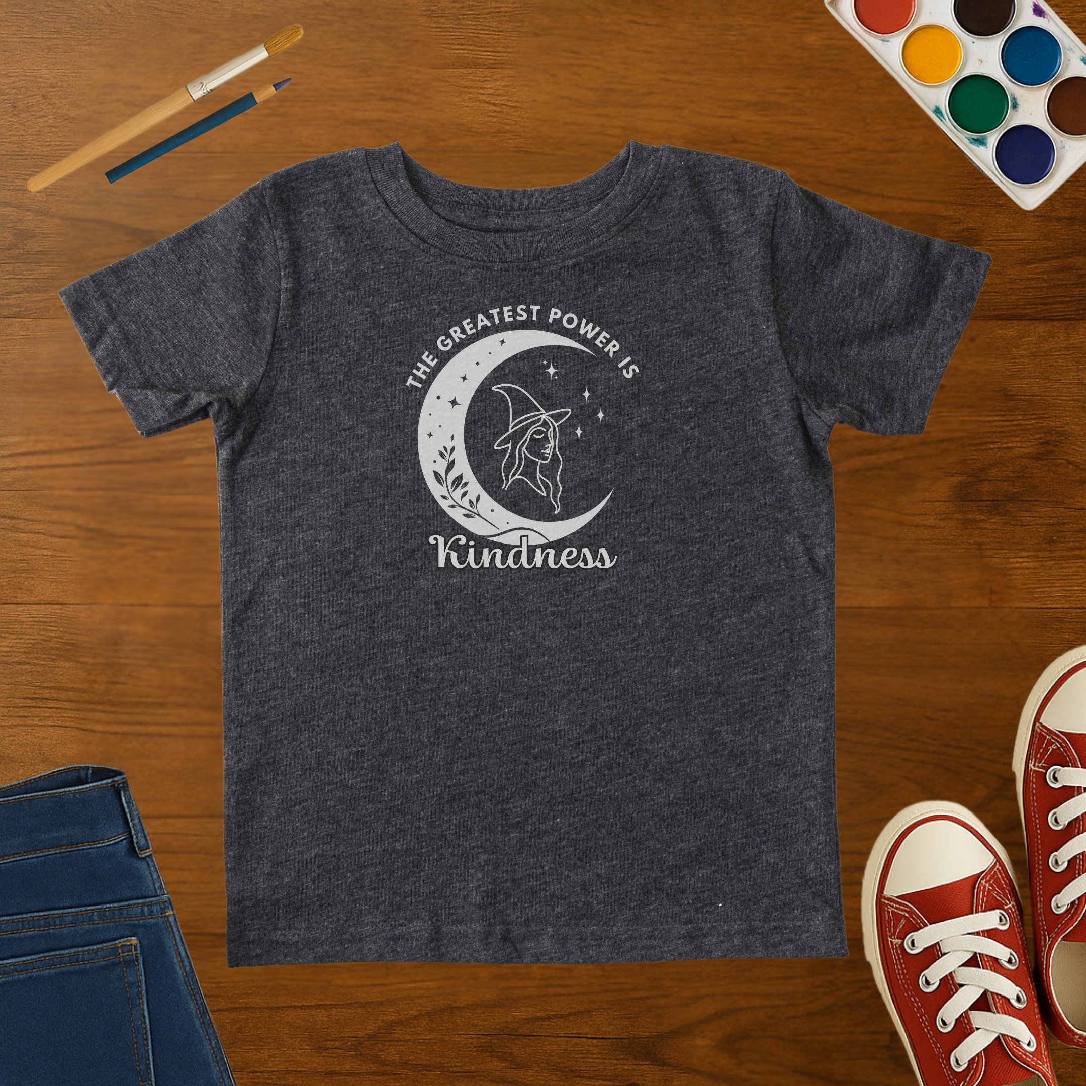 The Greatest Power is Kindness Witch Toddler T-Shirt – Positive Halloween Witch Tee