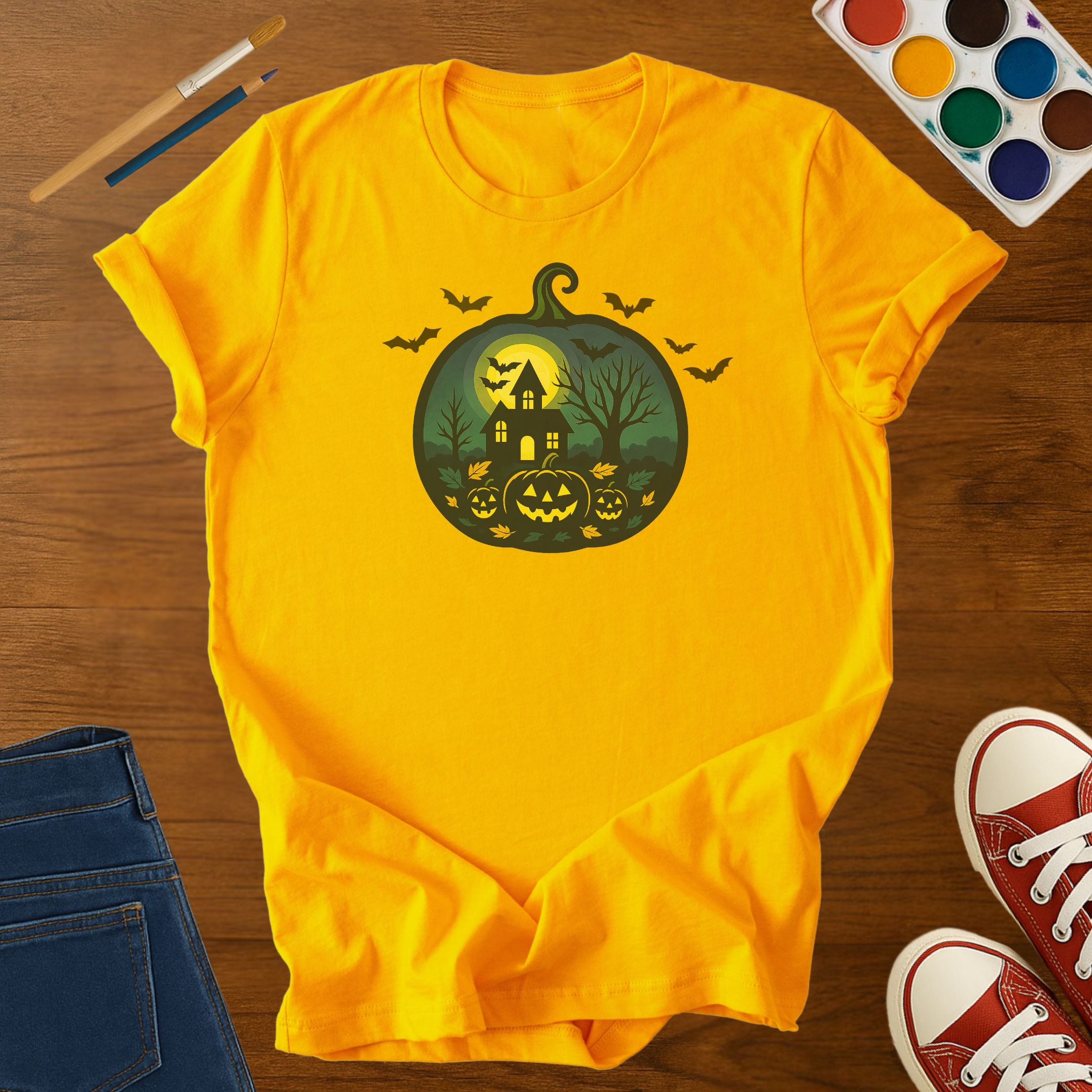 Haunted Gourd Halloween Adult T-Shirt