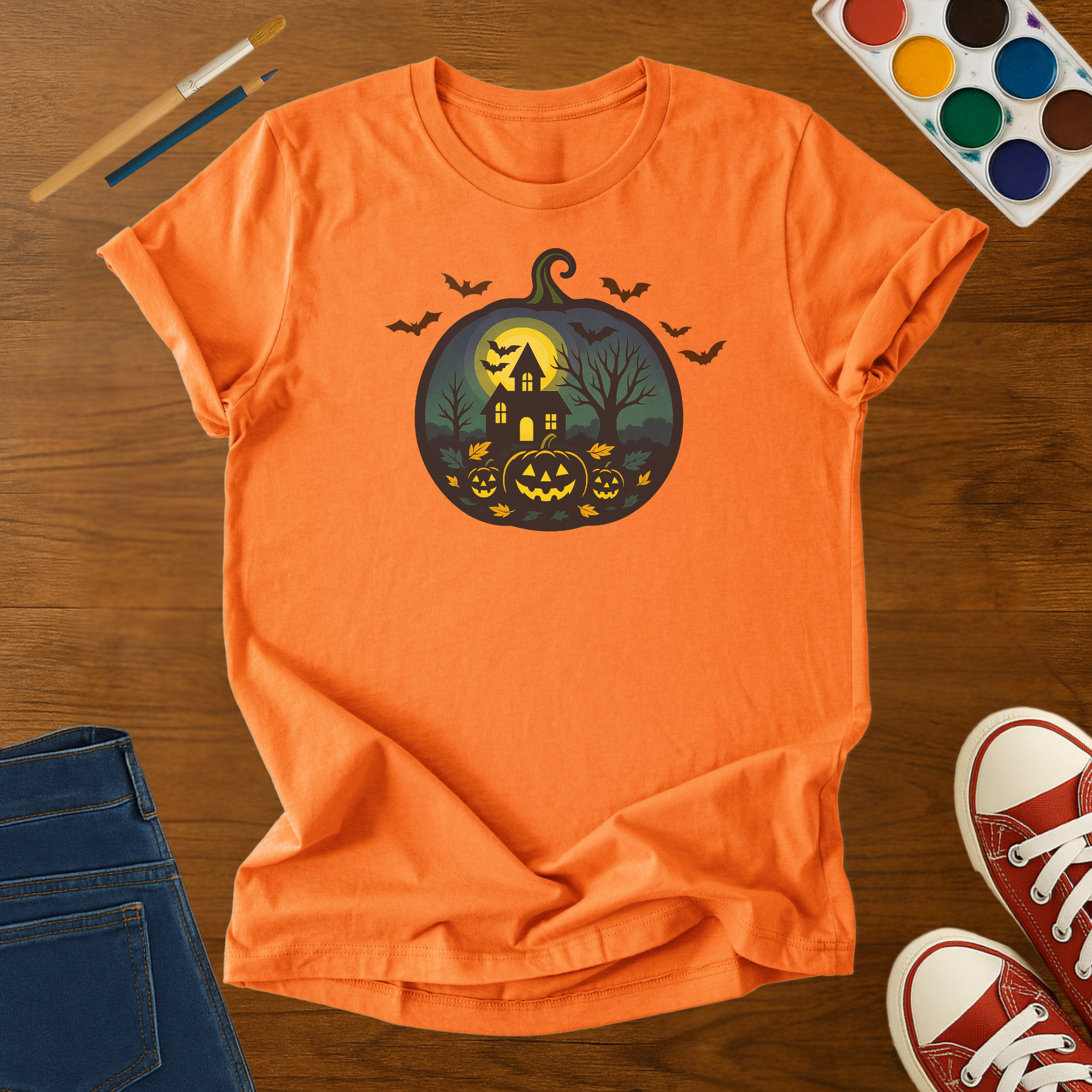 Haunted Gourd Halloween Adult T-Shirt