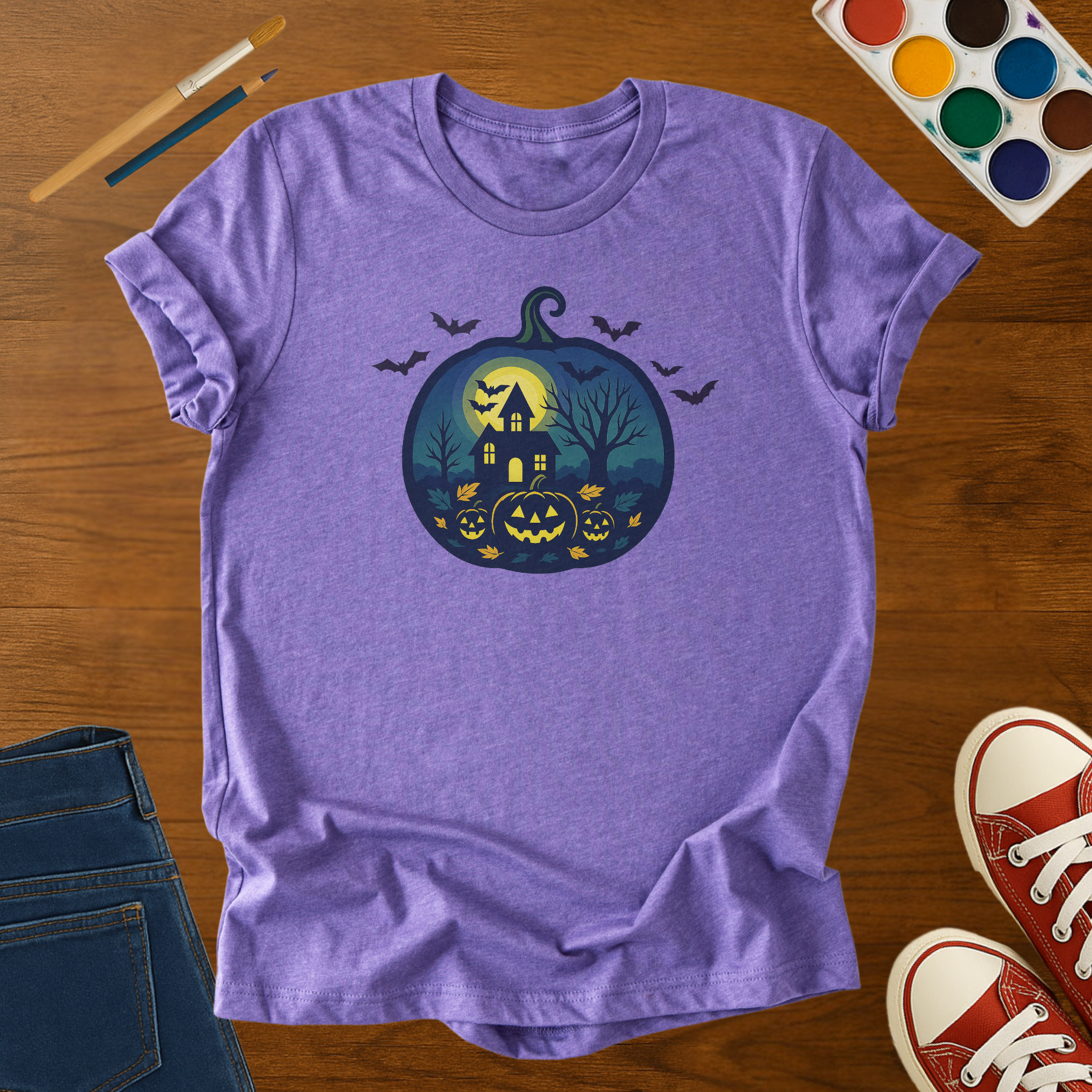 Haunted Gourd Halloween Kids Graphic T-Shirt