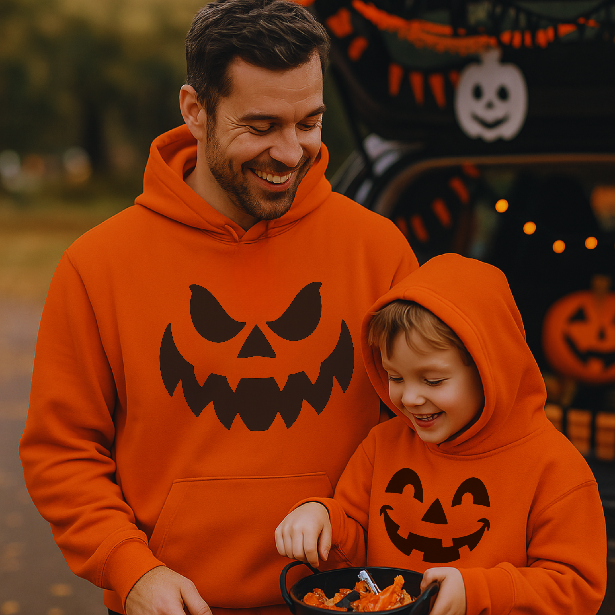 Pumpkin Face Adult Halloween Hoodie