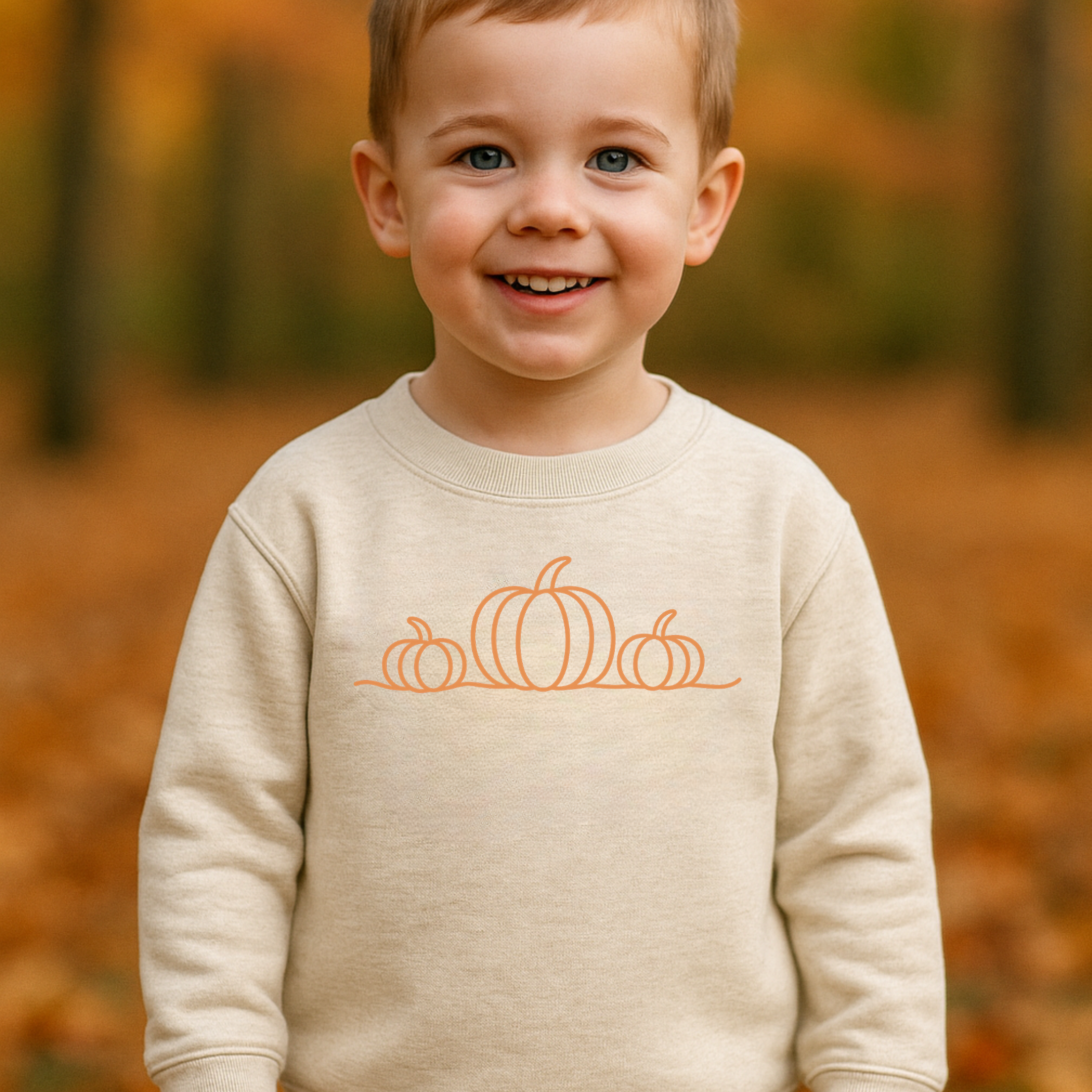 Minimal Pumpkin Line Art Crewneck Toddler Sweatshirt