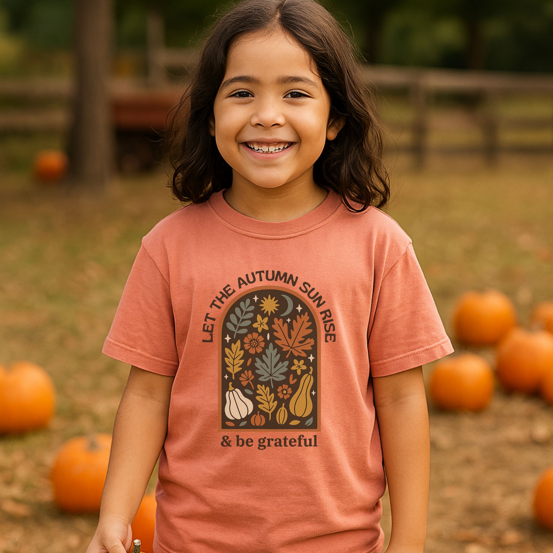 Let the Autumn Sun Rise & Be Grateful Youth Comfort Colors Tee