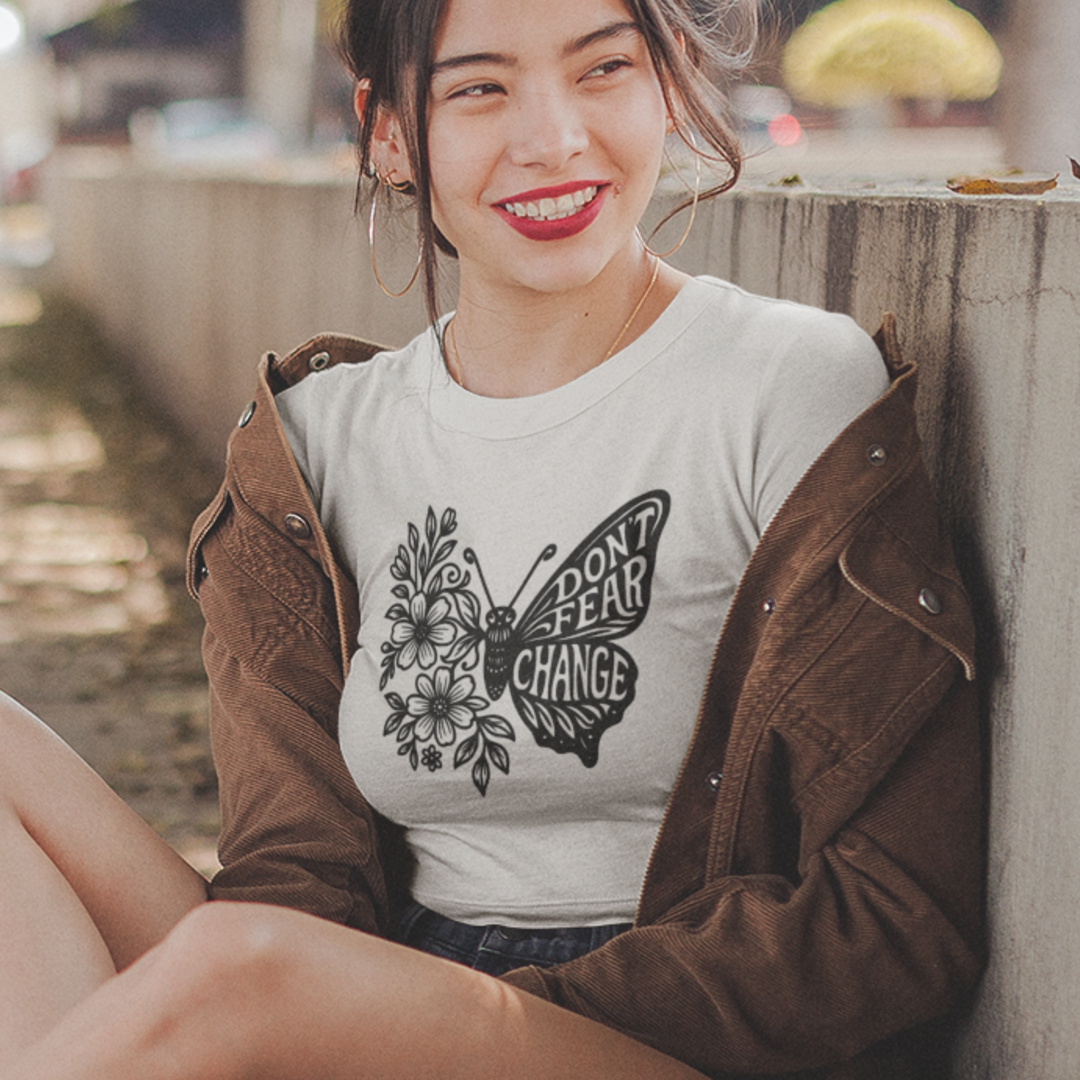 Don’t Fear Change Butterfly & Blossom Crop Tee